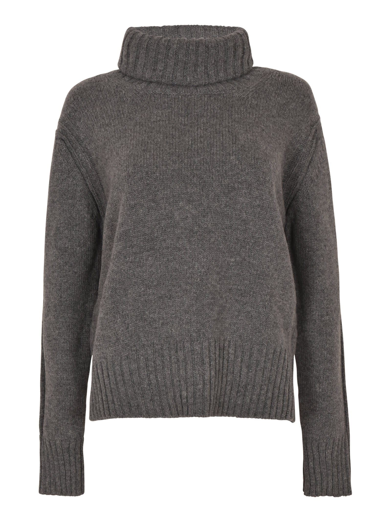 And-daughter Rib Trim Turtleneck Knit Pullover
