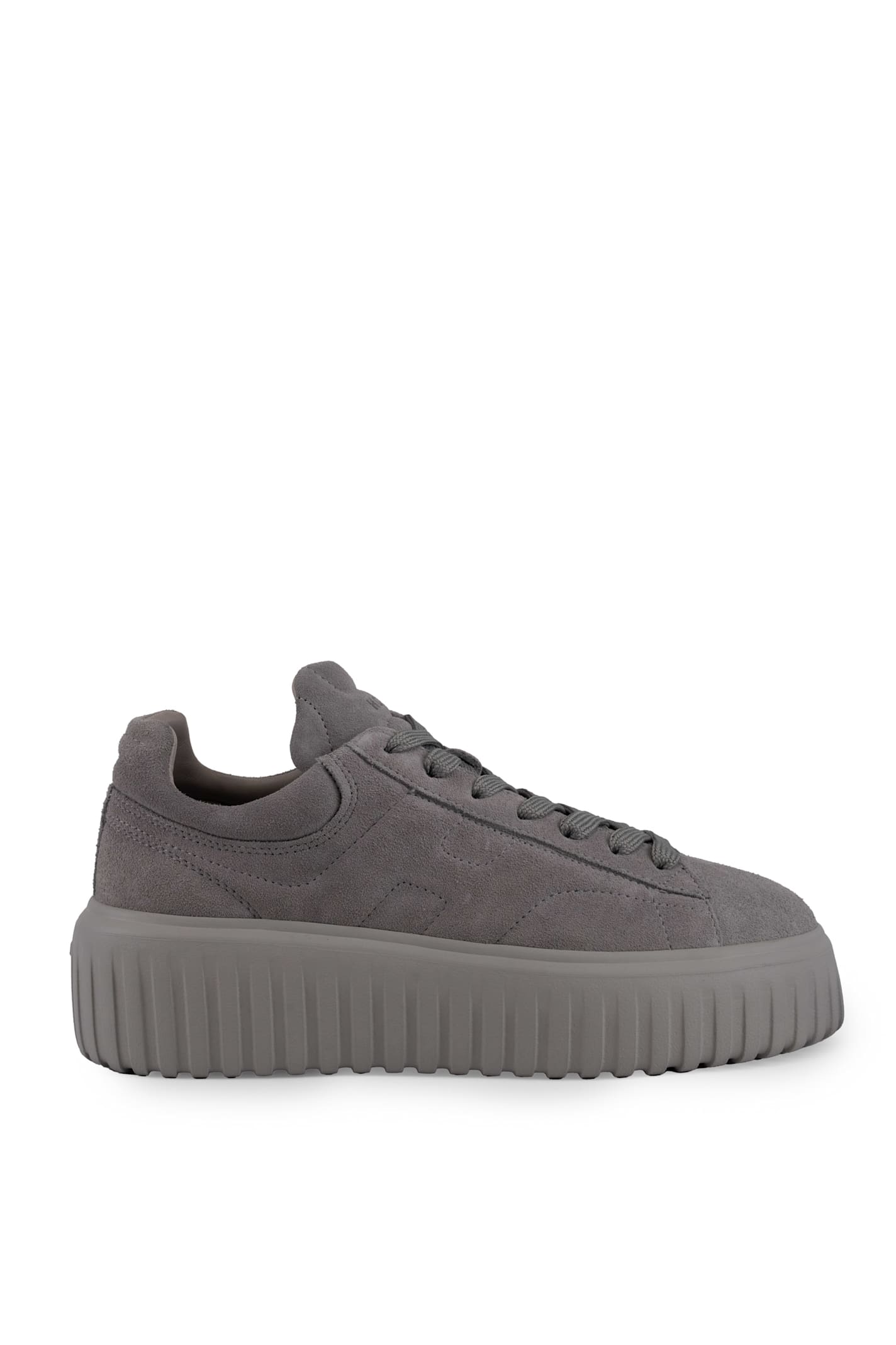 Hogan H-stripes Sneakers In Suede In Grigio