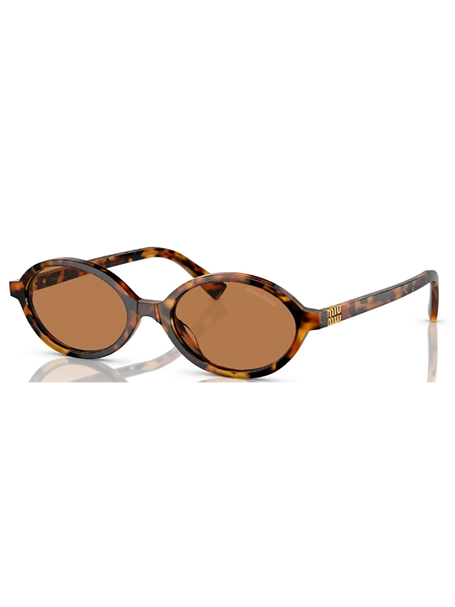 Miu Miu Tortoiseshell-effect Oval-frame Sunglasses