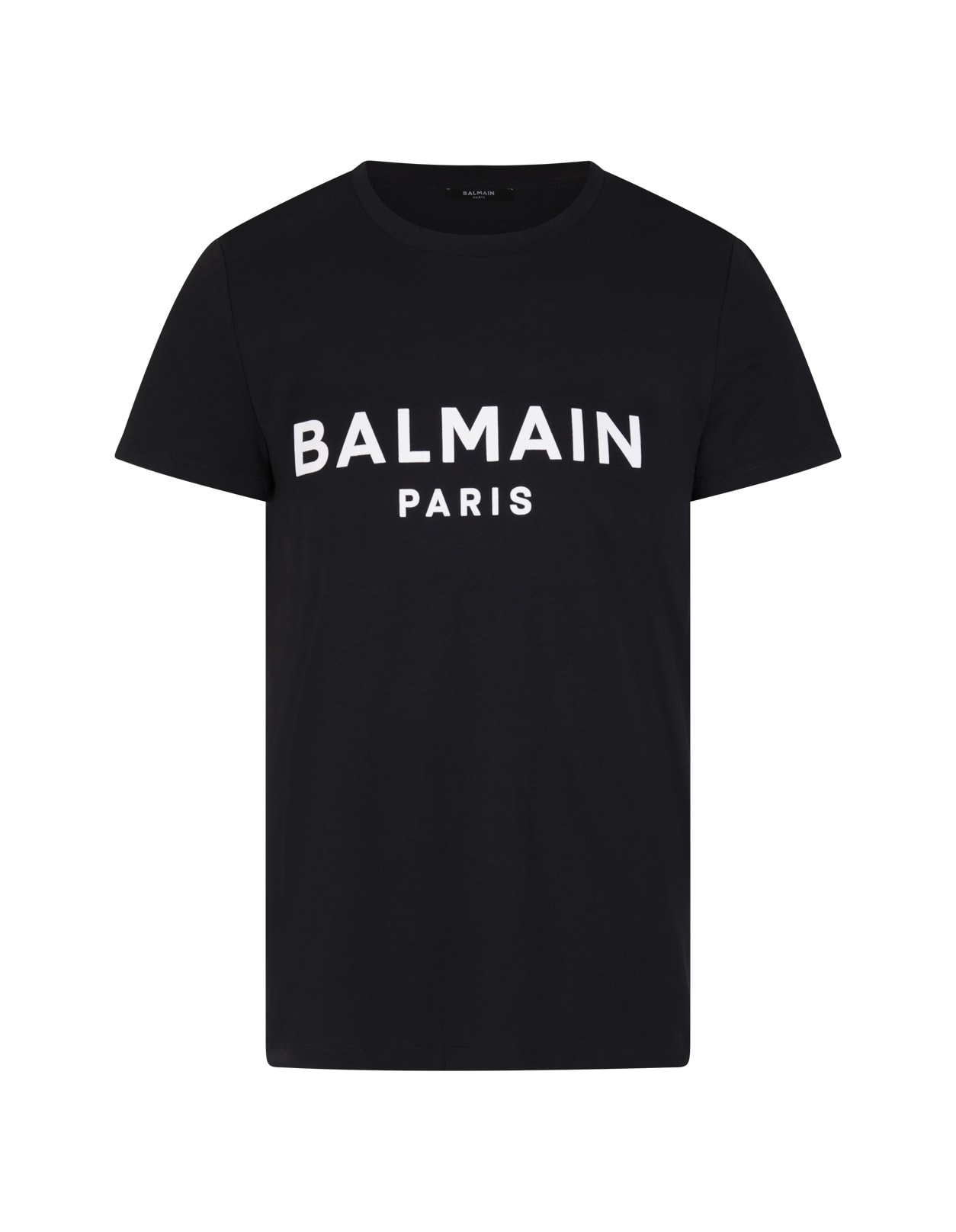 Balmain Man Black T-shirt With Contrast Logo