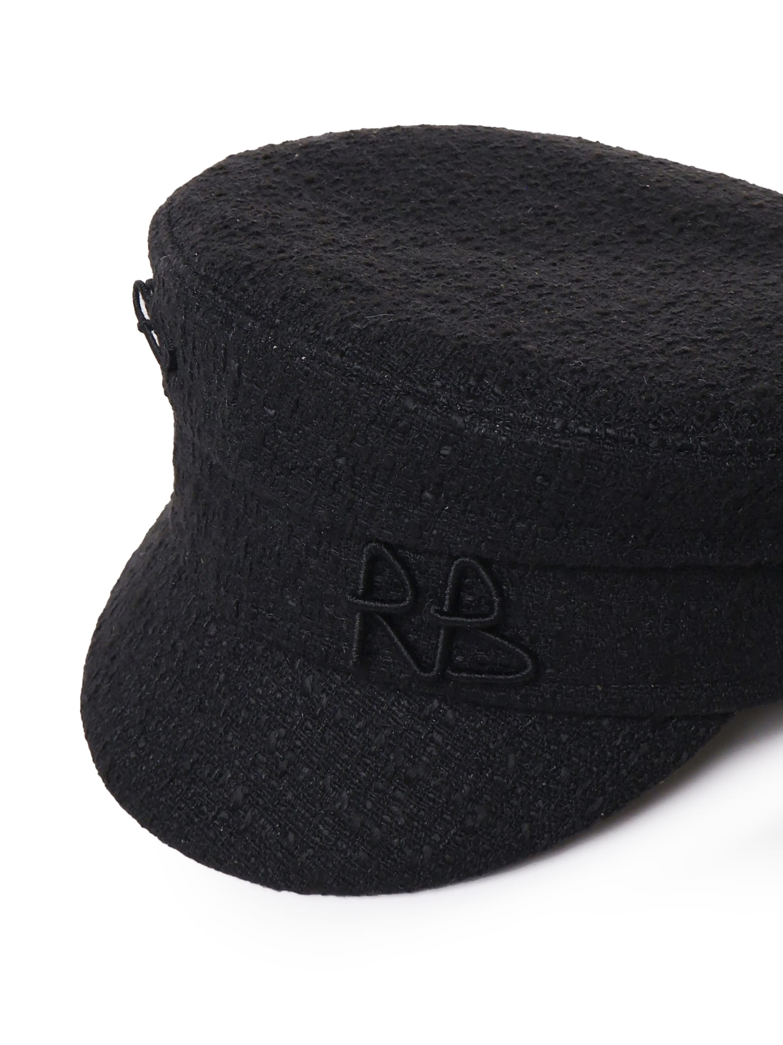 Shop Ruslan Baginskiy Monogram-embellished Baker Boy Cap In Black