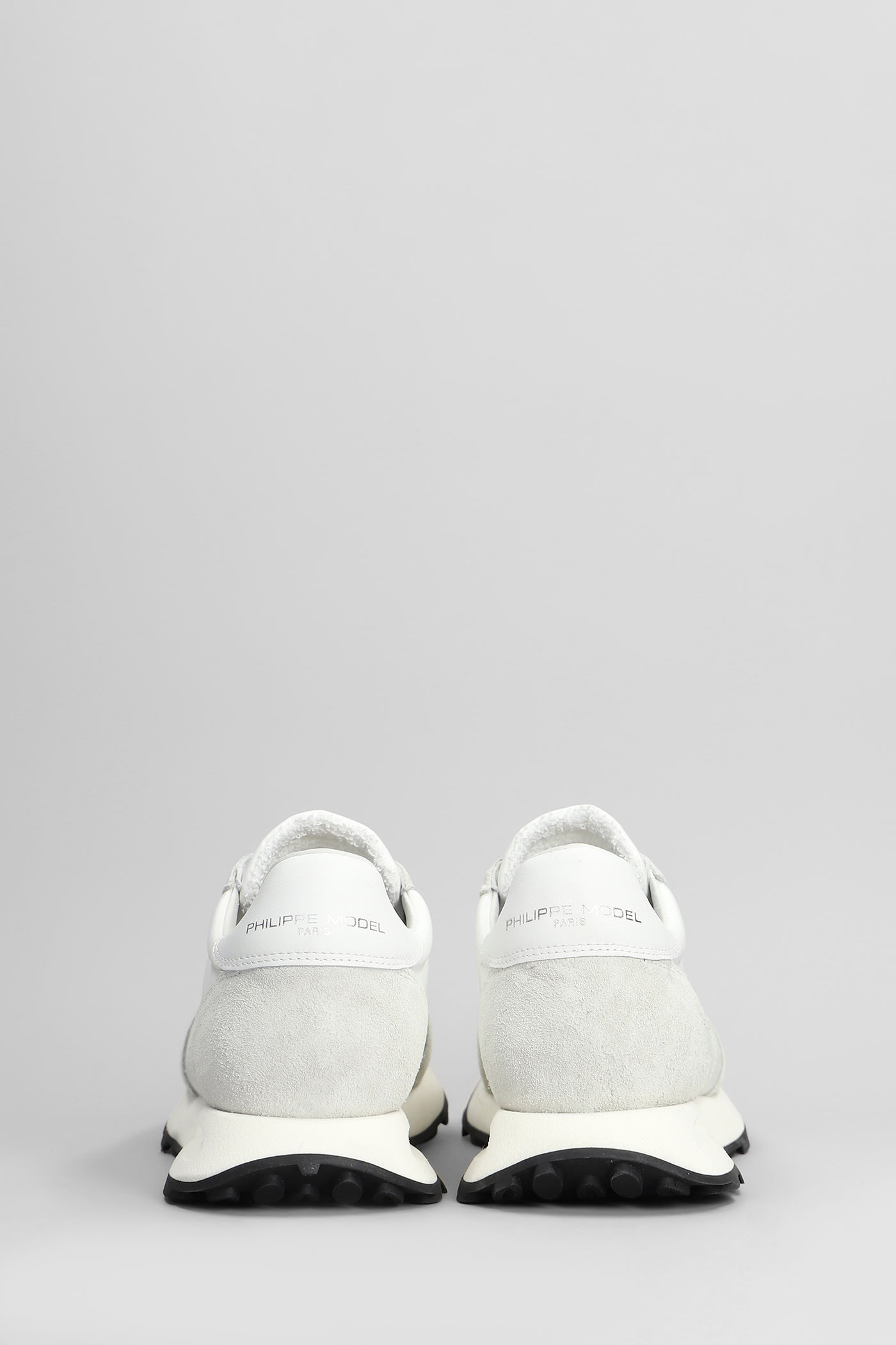 Philippe Model Tour Low Sneakers In White Suede And Fabric In White