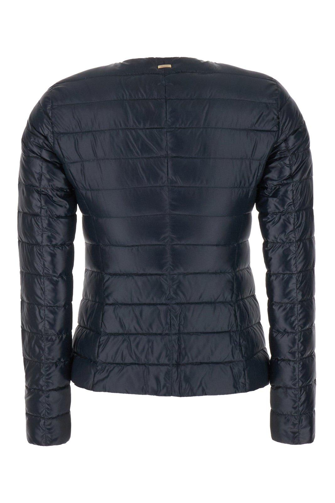 Shop Herno Quilted Crewneck Padded Jacket In Blue