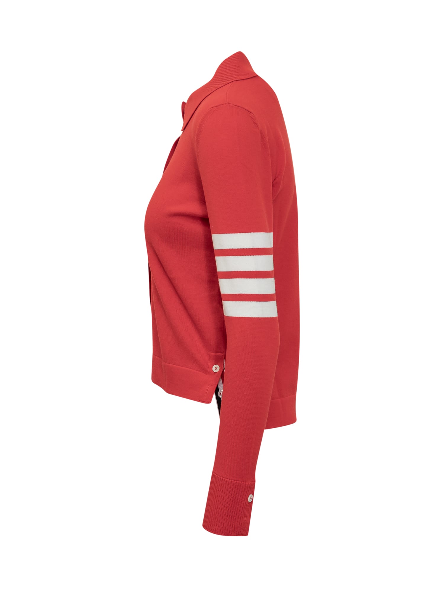 Thom Browne Red Cotton 4-bar Cardigan In Red