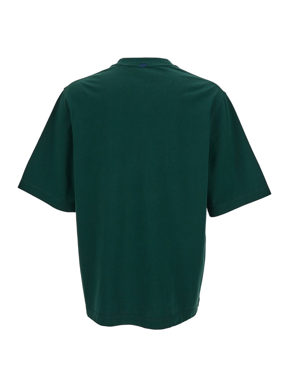 Shop Burberry Dark Green Crew Neck T-shirt In Cotton Man