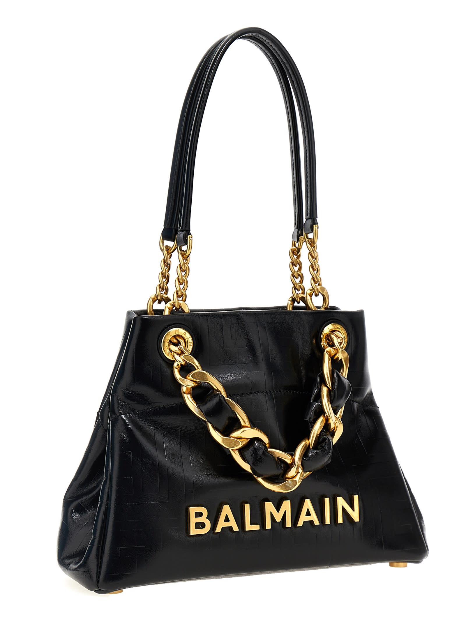 Shop Balmain 1945 Soft Small Shopping Bag In Black