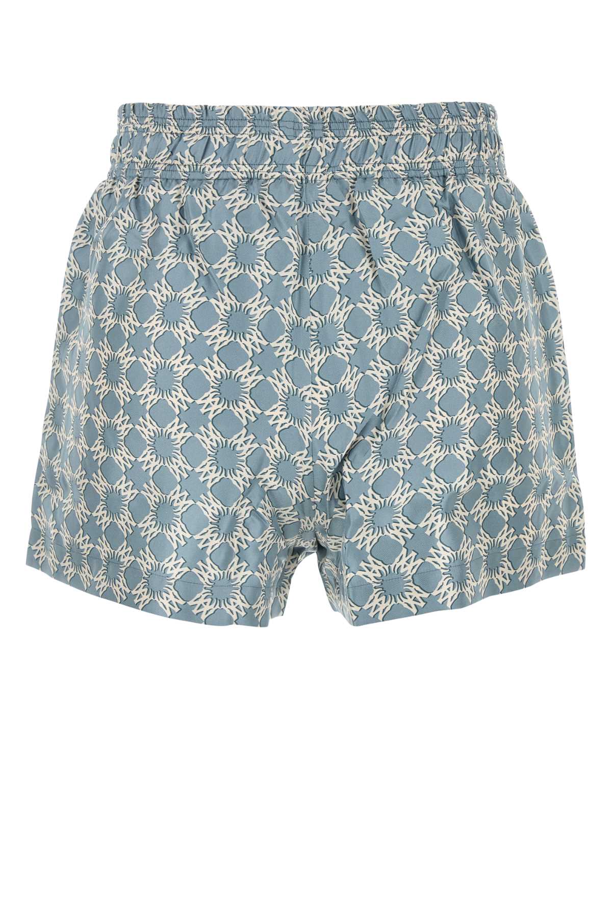 Shop Amiri Printed Silk Shorts In Dustyblue