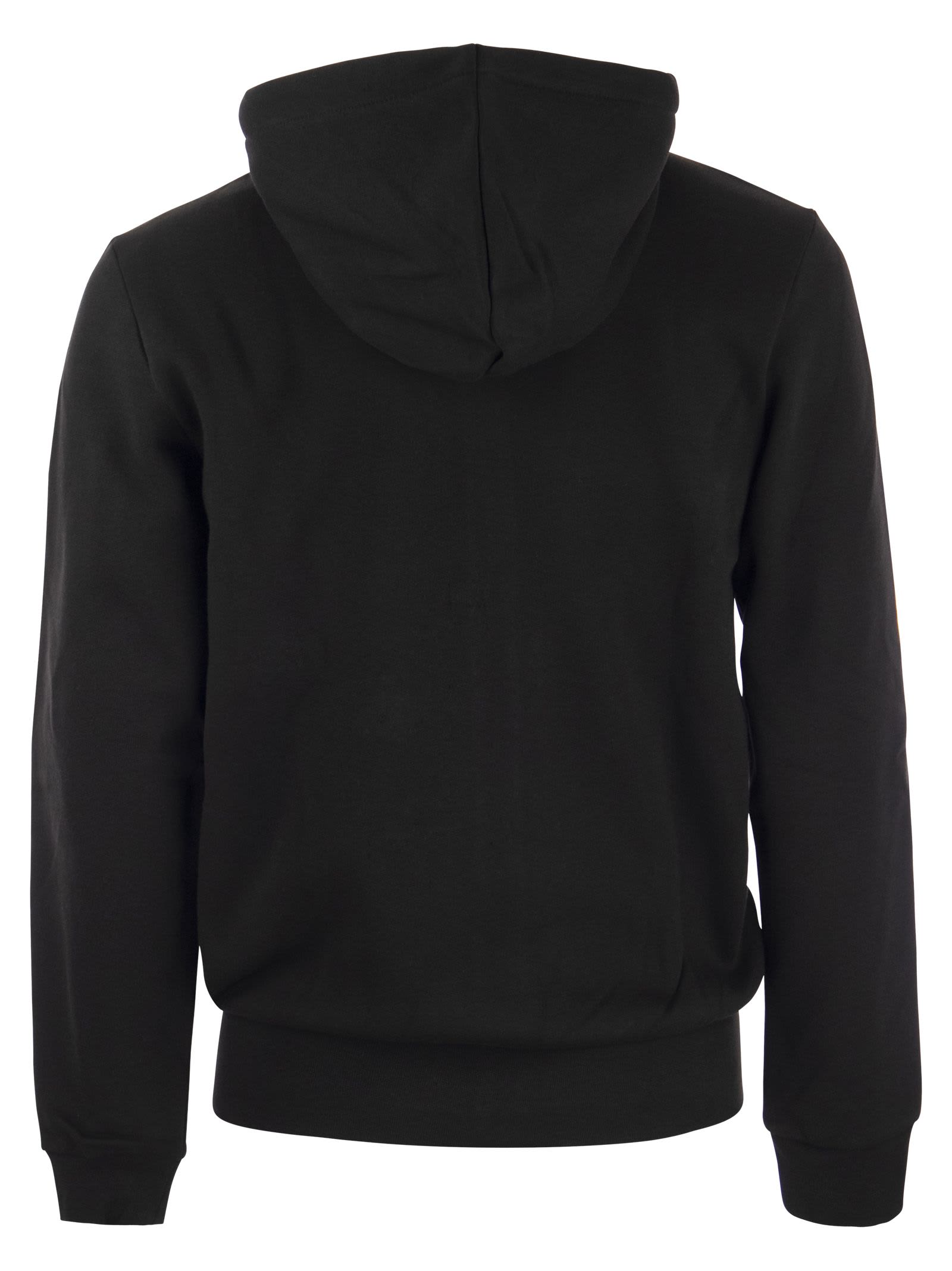 Lacoste Cotton Blend Sweatshirt With Adjustable Hood In Black