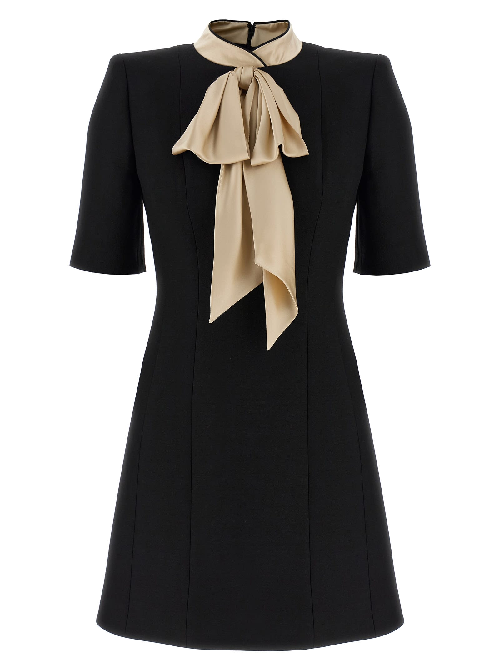 Valentino Garavani Wool And Silk Dress Dresses Black In Black