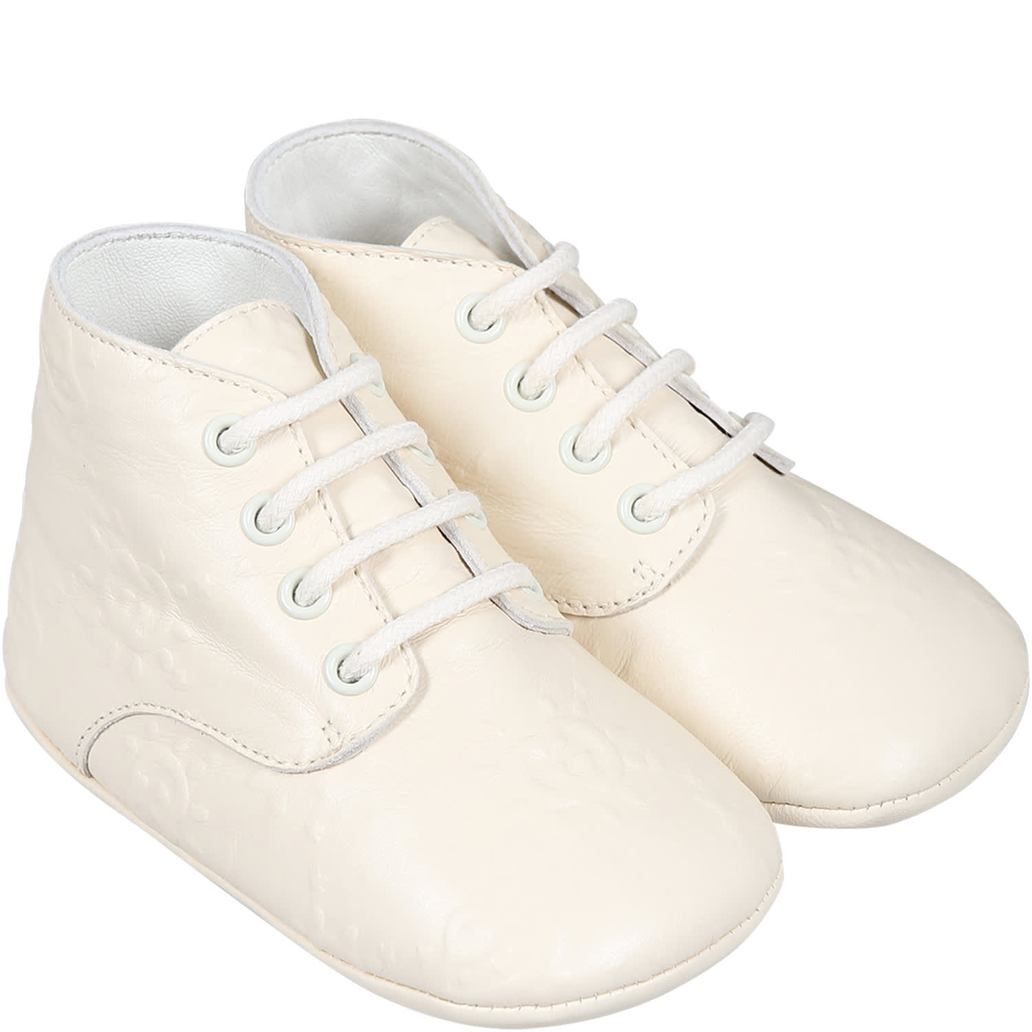 Ivory Shoes For Baby Kids With Gg Cross And Ufo