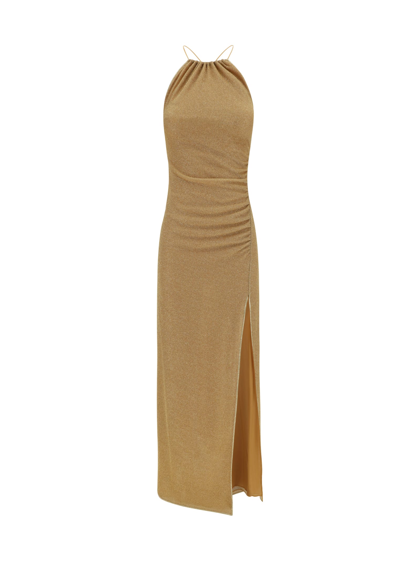 Shop Oseree Lumiere Lace Dress In Gold
