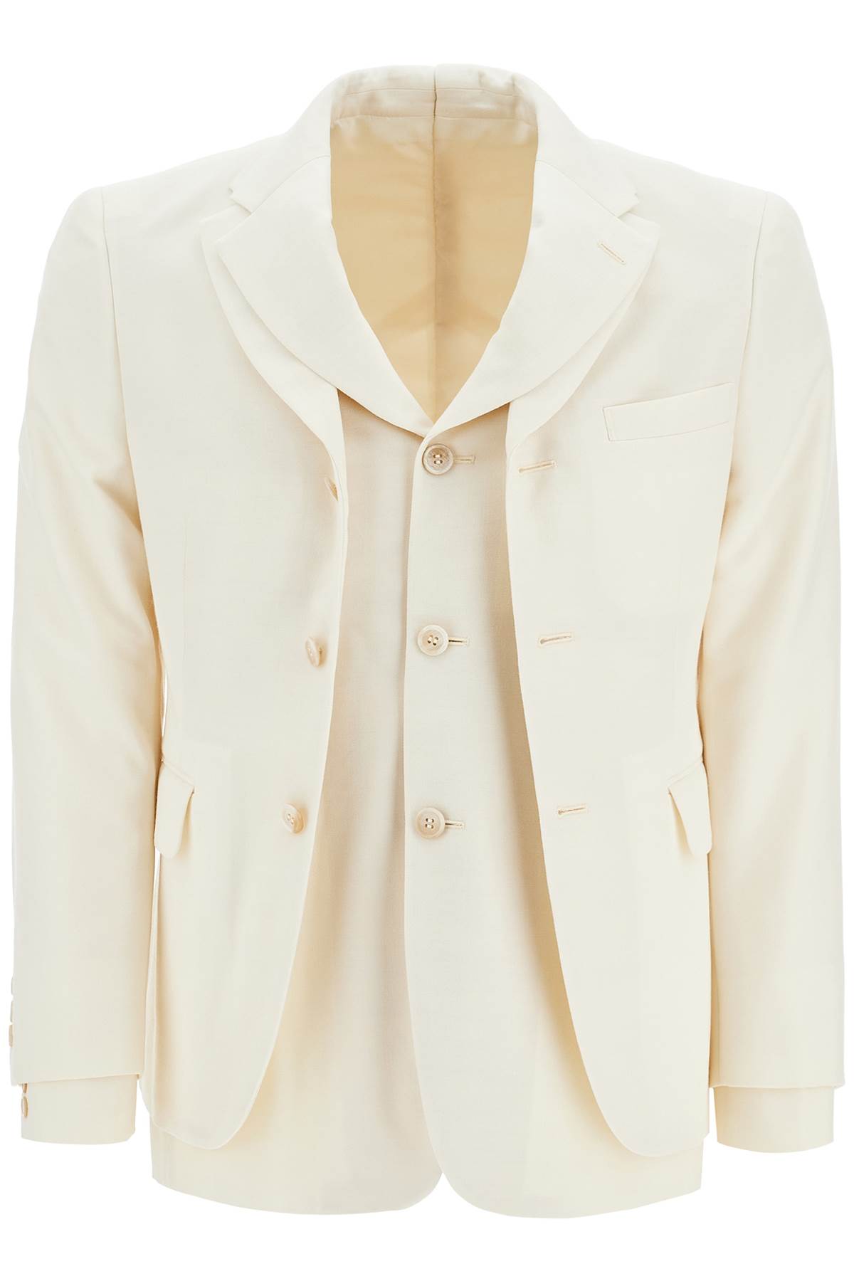 Comme Des Garçons Homme Deux Comme Des Garcons Homme Plus Men's Double Layer Wool Blazer For Men In Off White