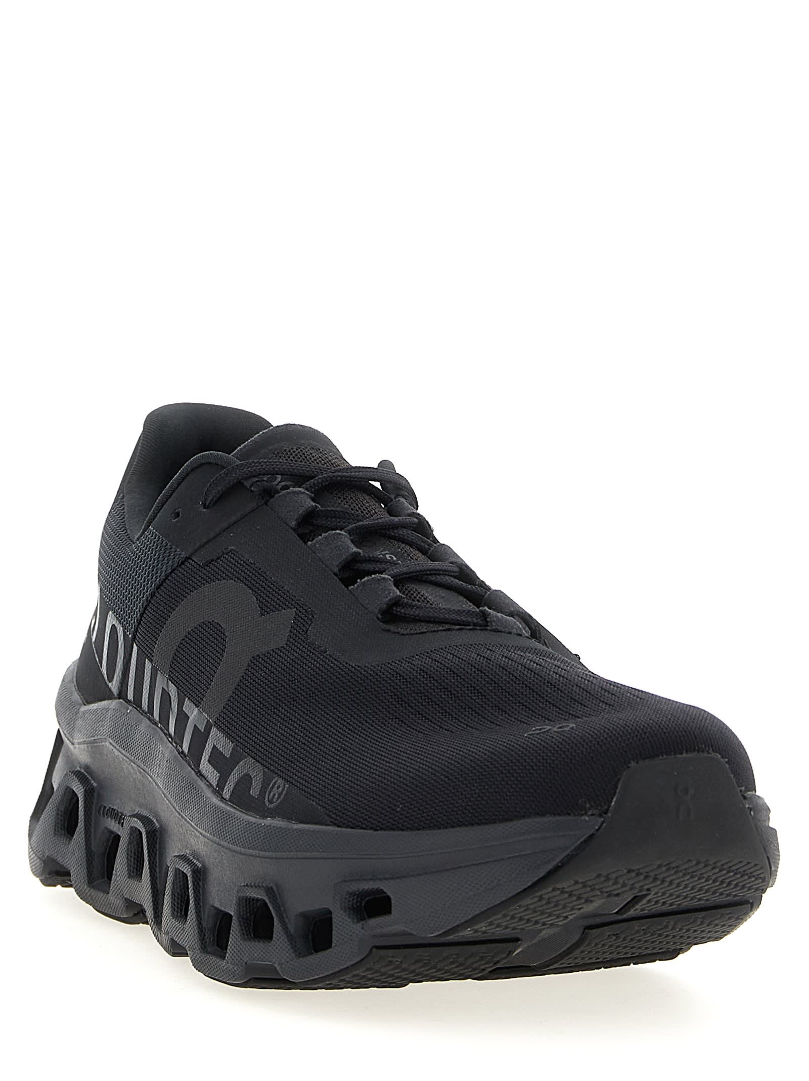 On Cloudmster Rubber-trimmed Mesh Running Sneakers In Black