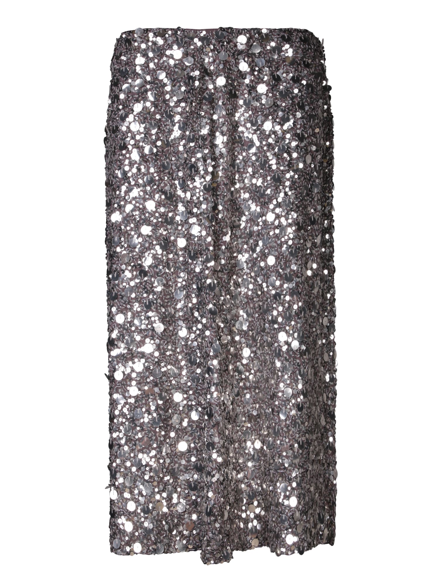 Shop P.a.r.o.s.h Silver Sequined Full Skirt In Metallic