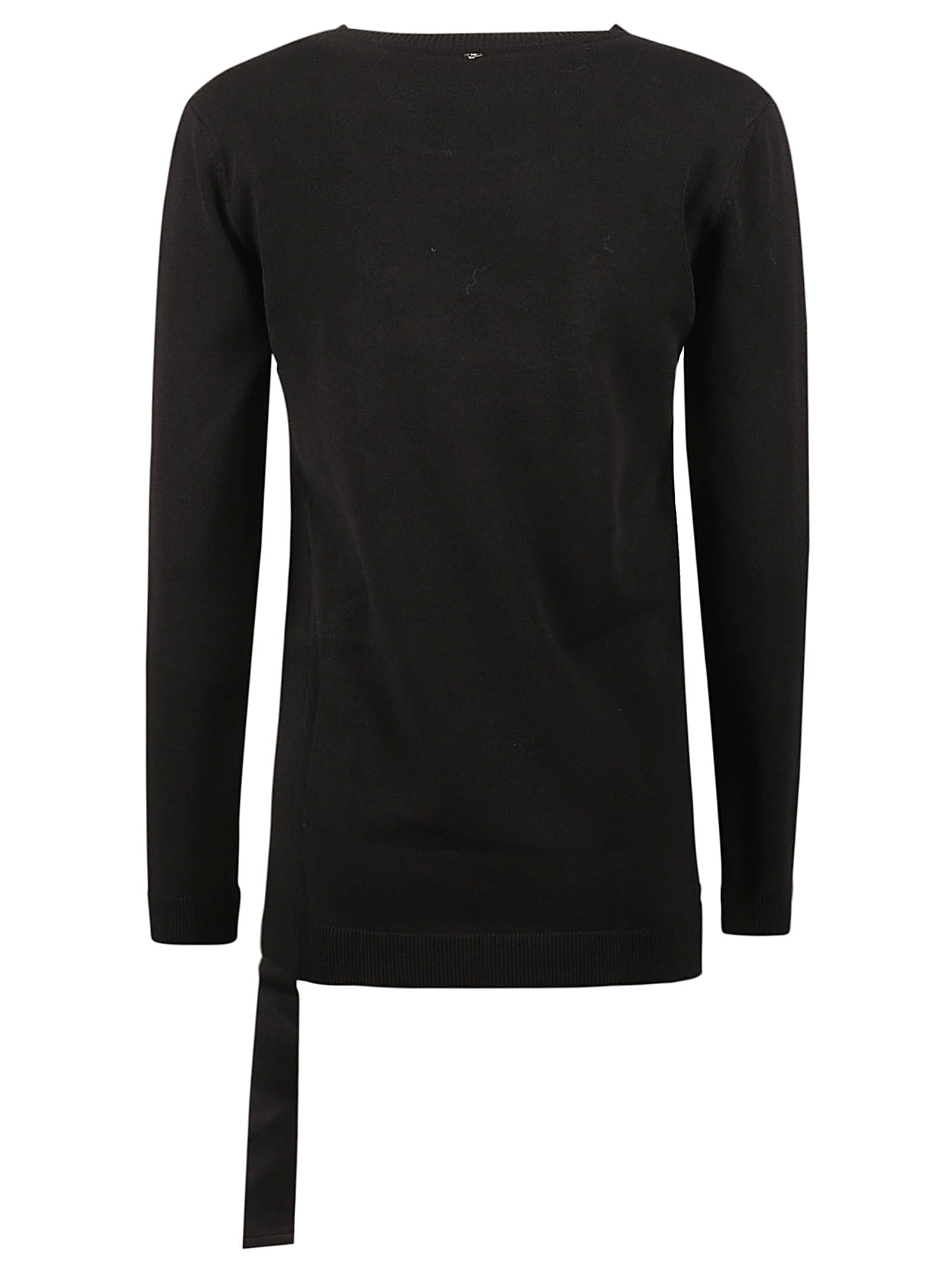 Shop Dondup Side Slit Bow Detail Round Neck Sweater In Black