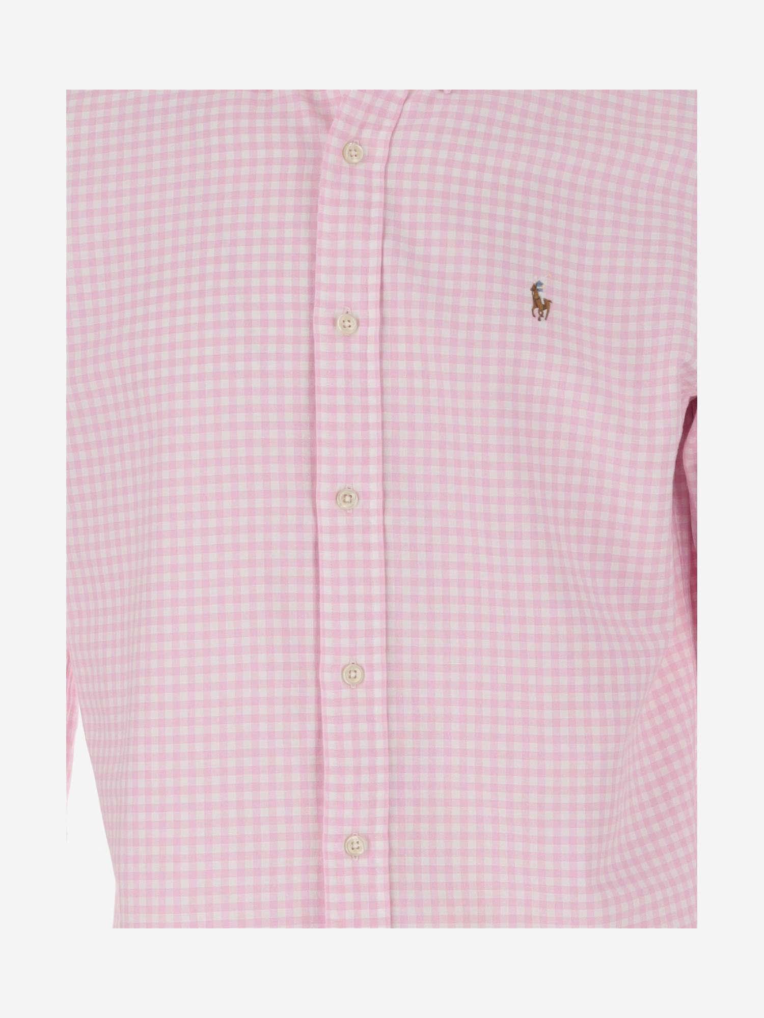 Shop Ralph Lauren Cotton Shirt With Vichy Pattern In Pink