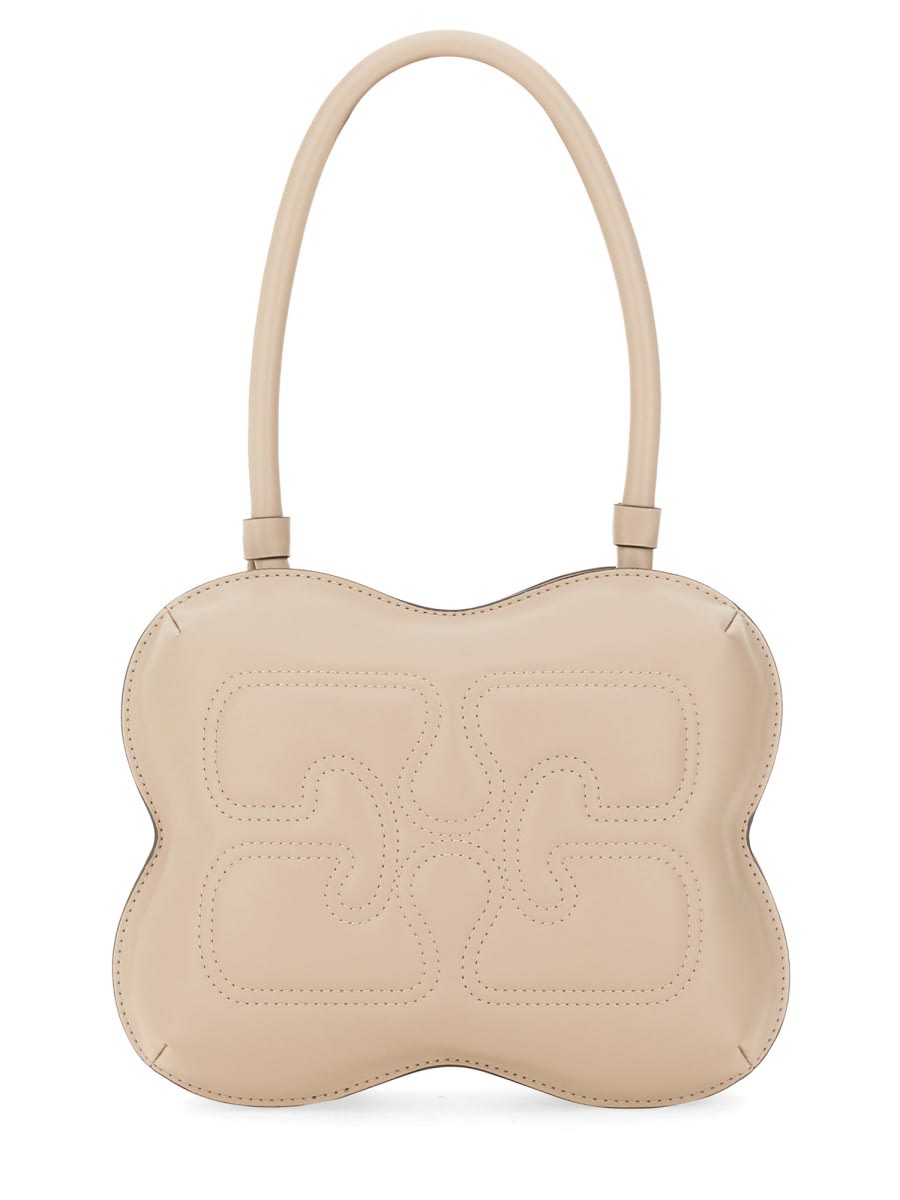 Shop Ganni Butterfly Bag In Grigio