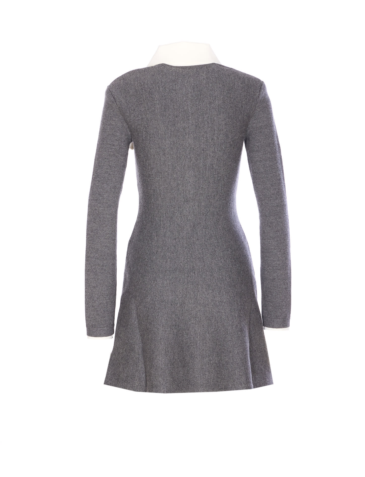 Self-portrait Grey Crochet Flower Collared Knit Mini Dress Clothing In Gray