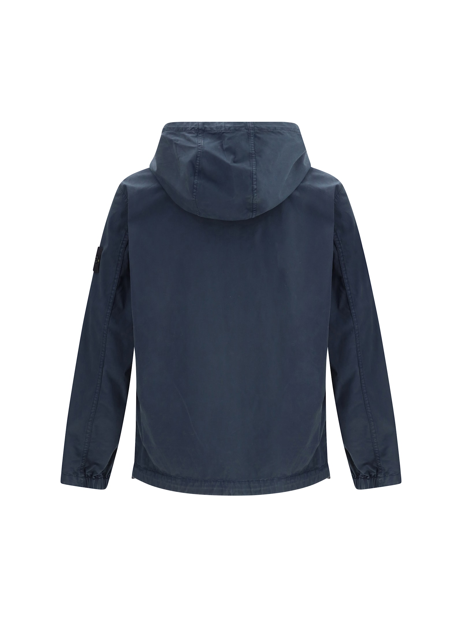 Stone Island Logo Patch Zip-up Jacket In Blue