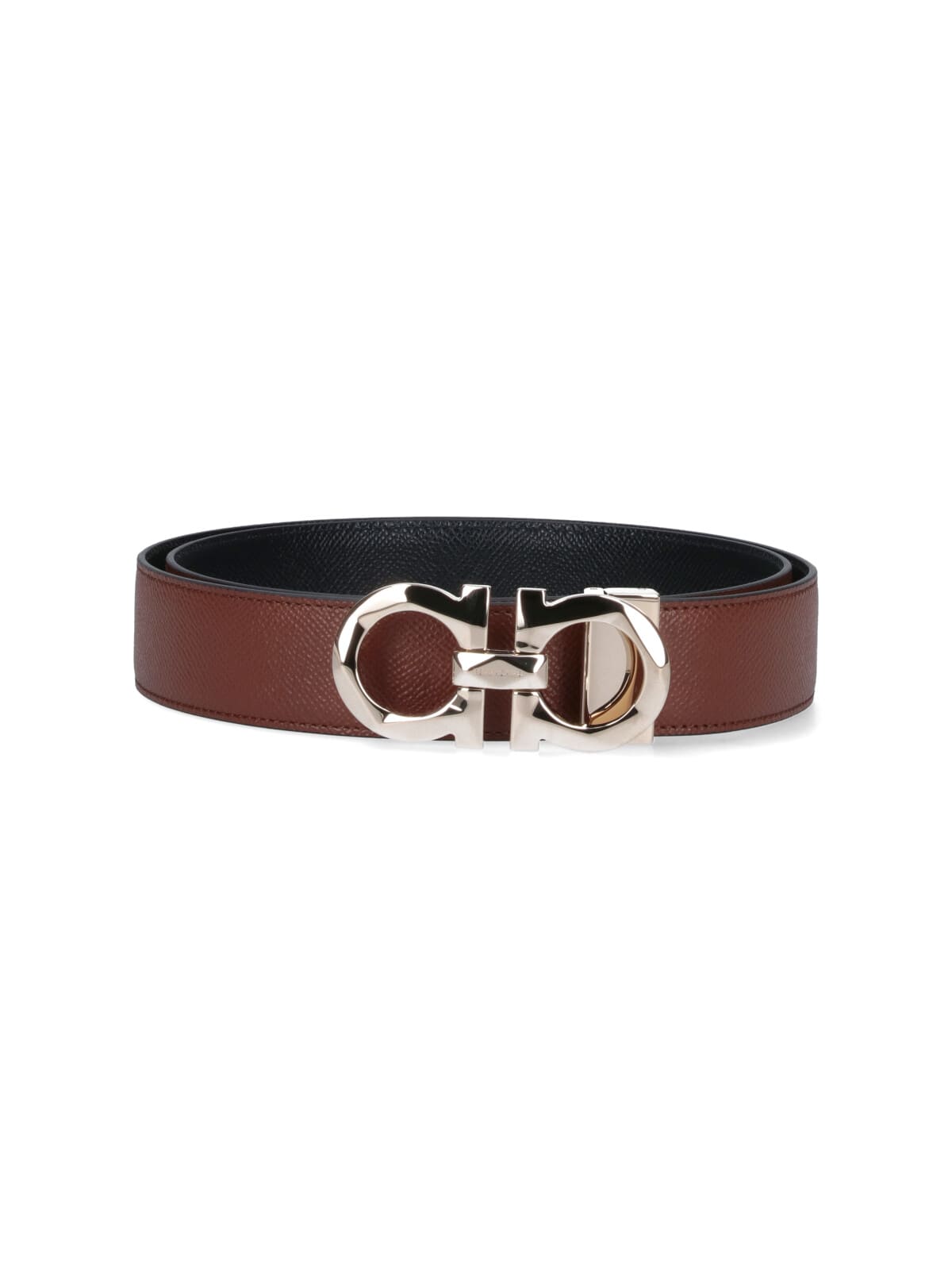 Ferragamo Gancini Reversible Belt In Brown