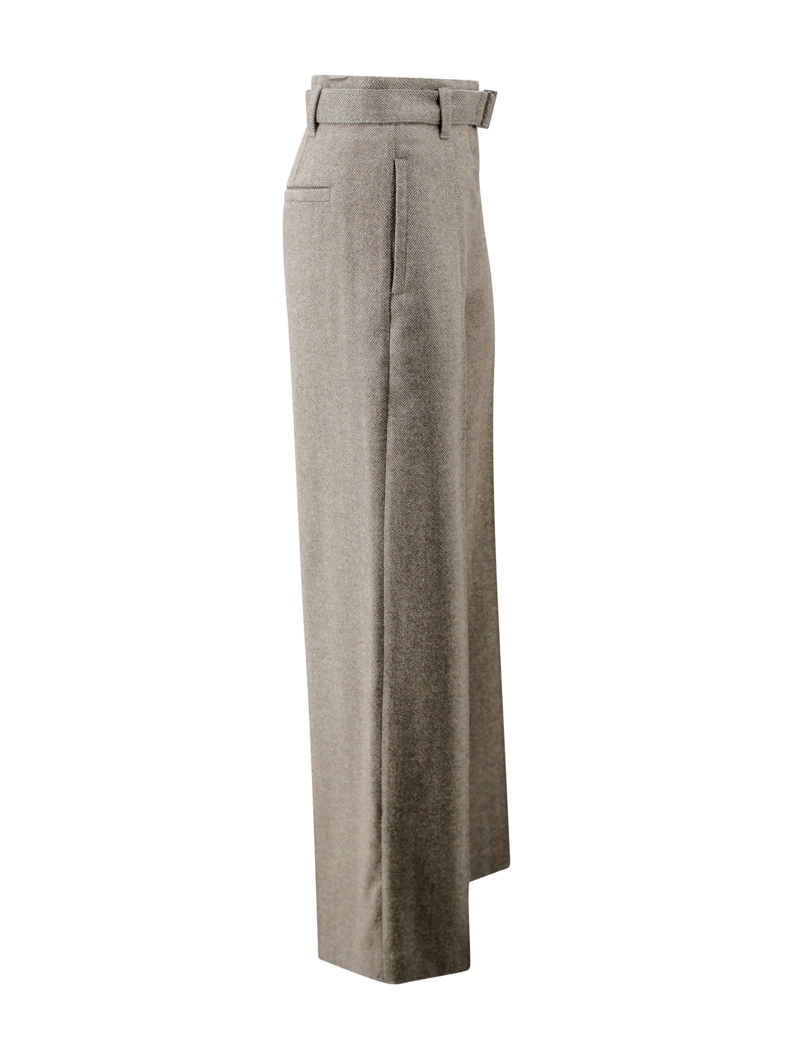 Shop Brunello Cucinelli Herringbone-pattern Pressed-crease Trousers In Brown