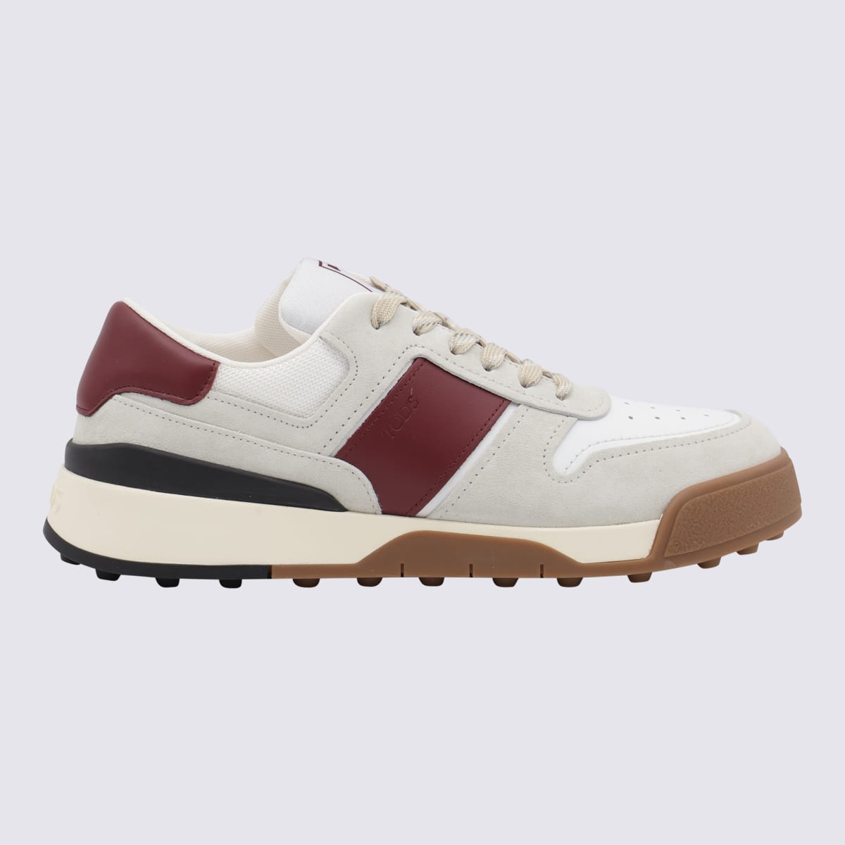 Shop Tod's White And Brown Leather Sneakers