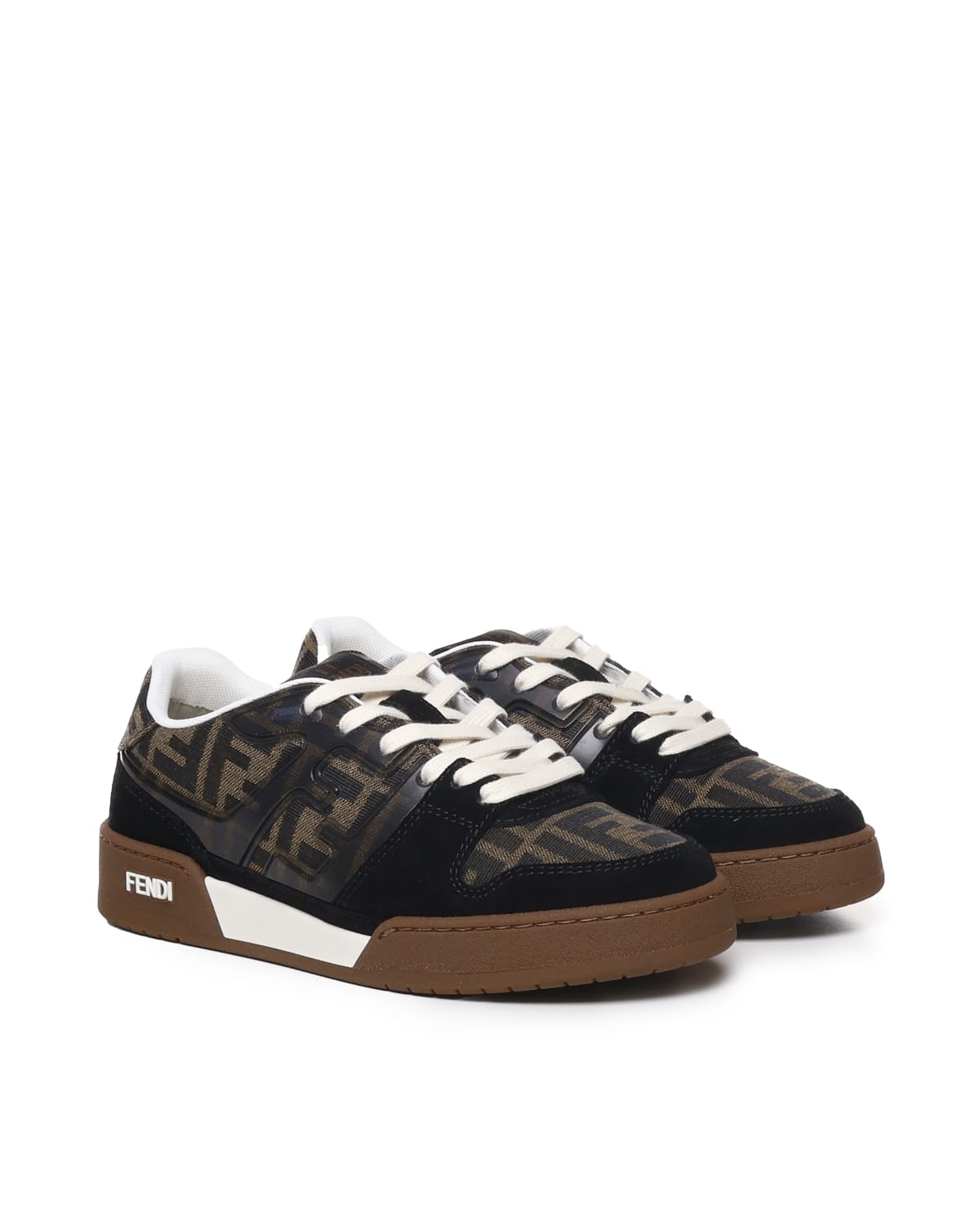 Shop Fendi Match Sneakers In Brown