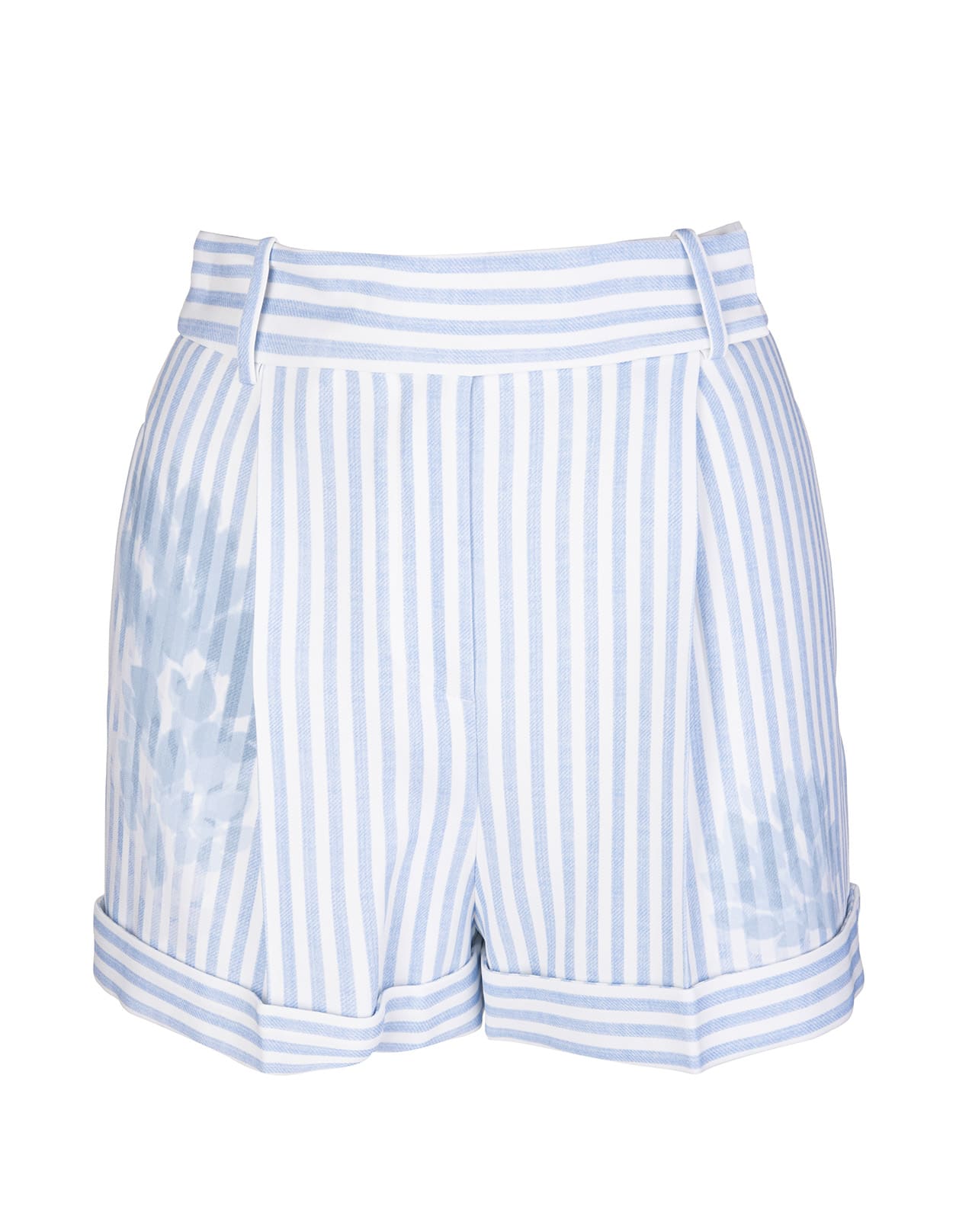 ERMANNO SCERVINO WOMAN WHITE AND LIGHT BLUE STRIPED SHORTS,D386P306PCXBE S3808