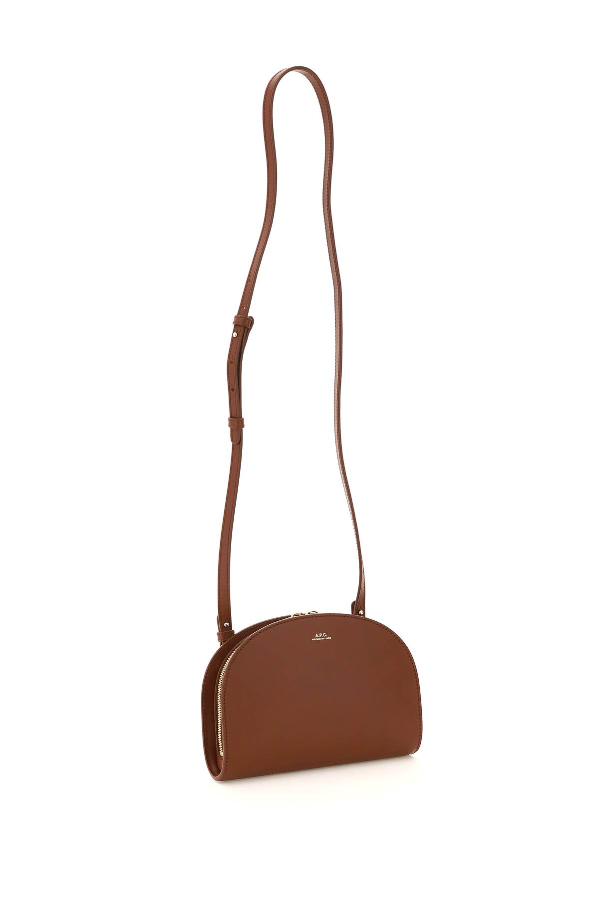 Shop Apc Demi-lune Leather Clucth In Noisette (brown)