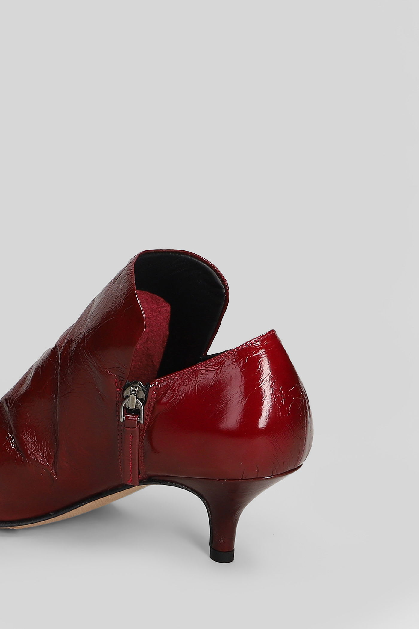 The Seller High Heels Ankle Boots In Bordeaux Leather In Burgundy