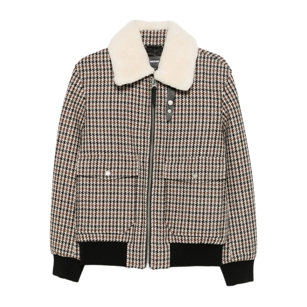 Mackage Wool-blend Houndstooth Rhett-ht Bomber Jacket In Neutral