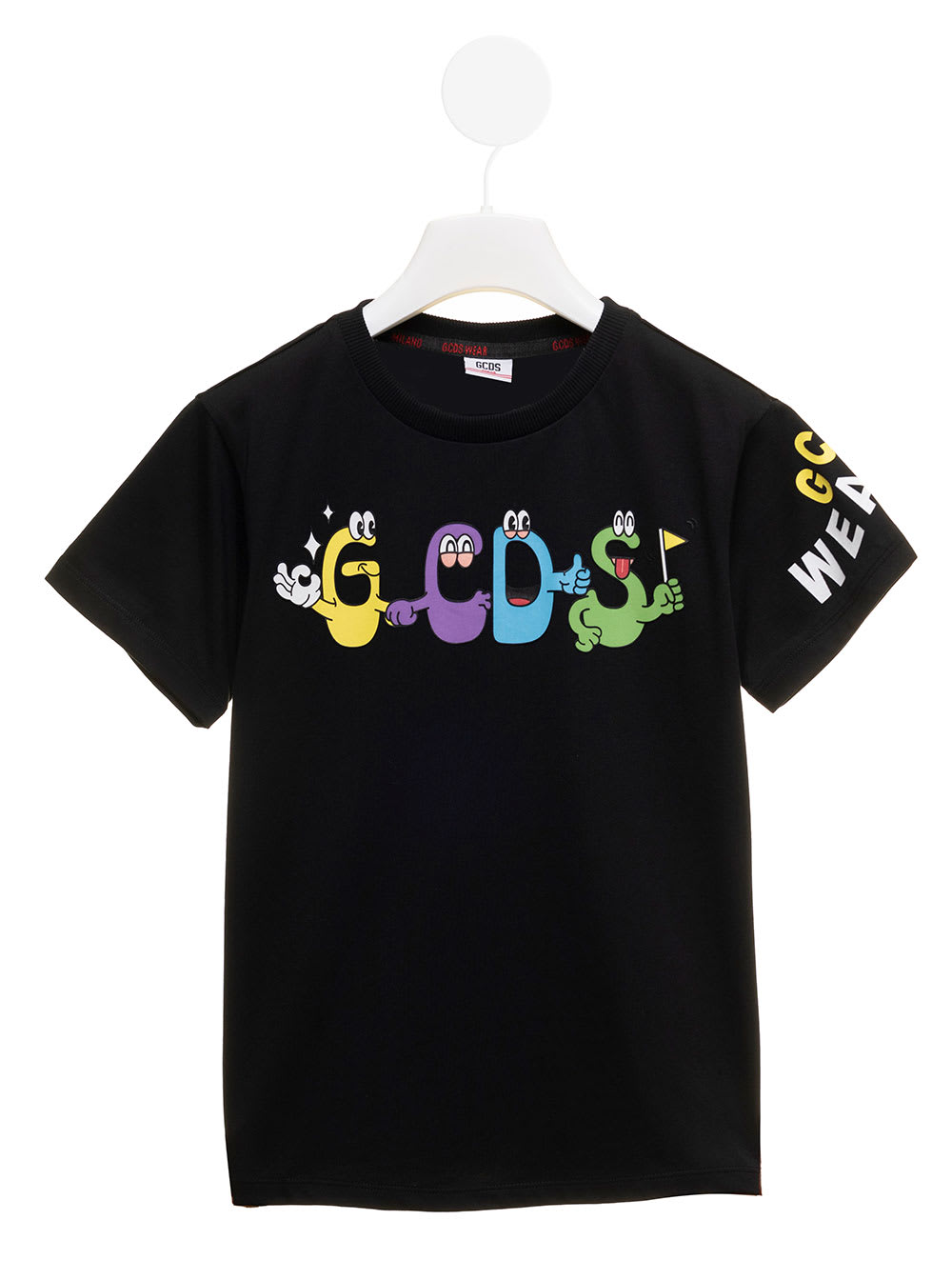 GCDS Mini Monsters Printed Black Cotton T-shirt Boy Gcds Kids