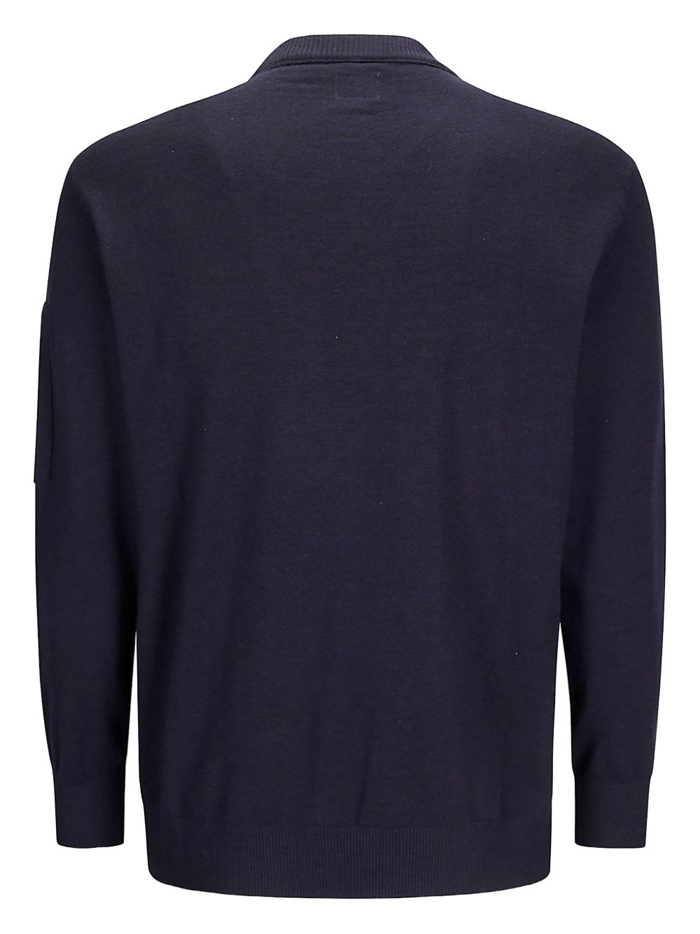 C.p. Company Logo Wool Crewneck Sweater In Blue