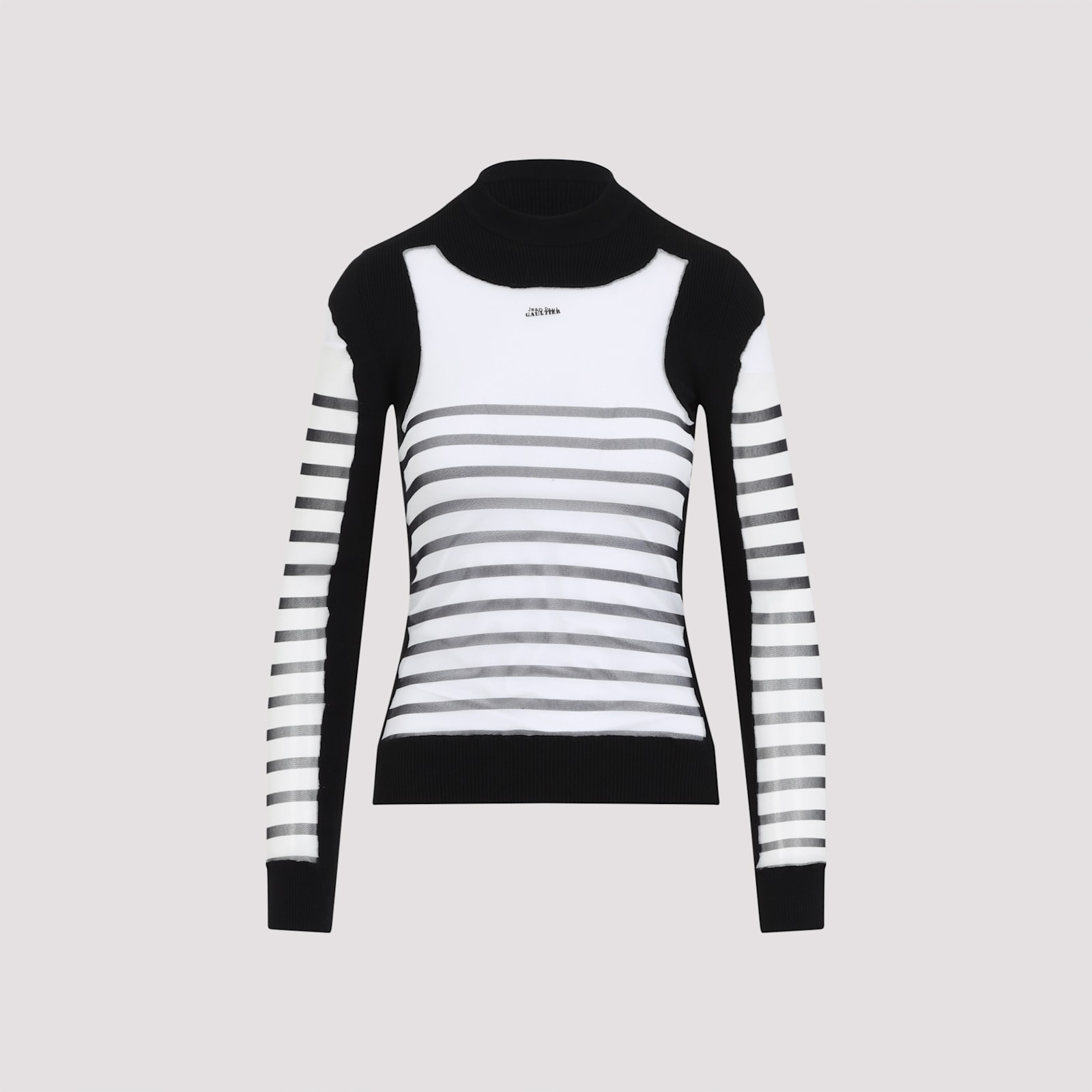 Jean Paul Gaultier Printed 'mariniere' Knit Pullover In White Black