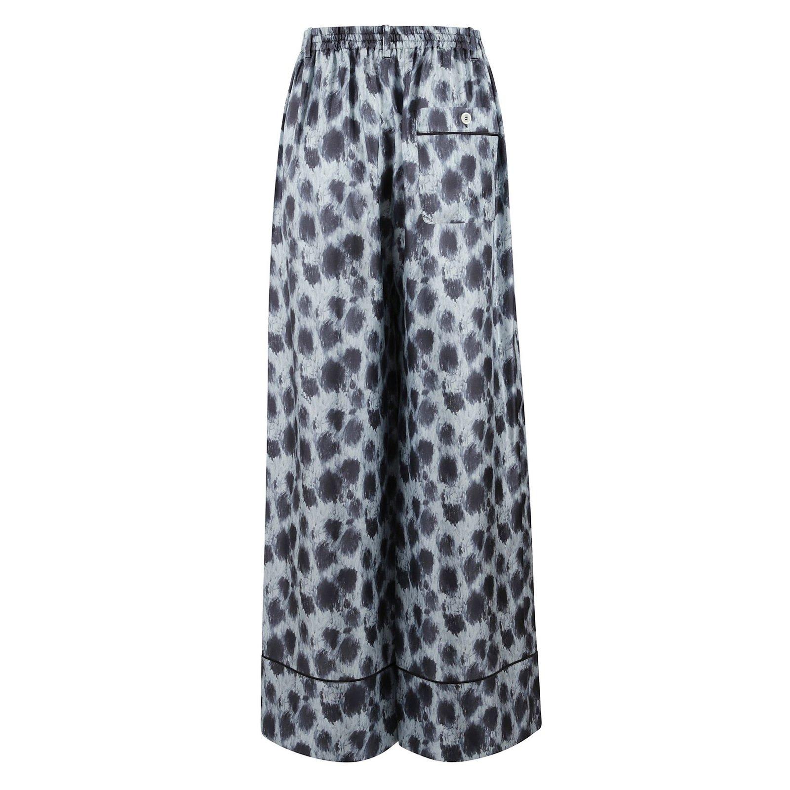 Shop Marni Abstract Printed Wide-leg Trousers In Antique Silver