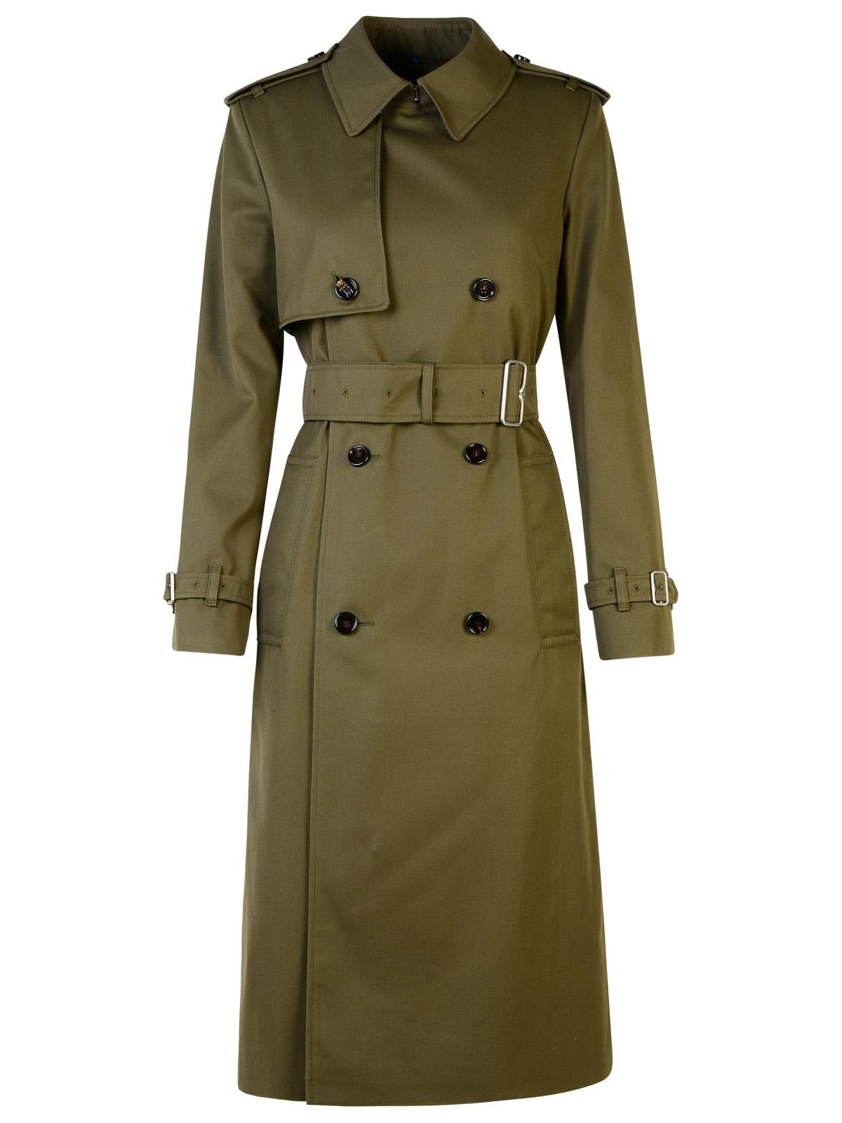 Shop Burberry Green Cotton Blend Trench Coat In Loch