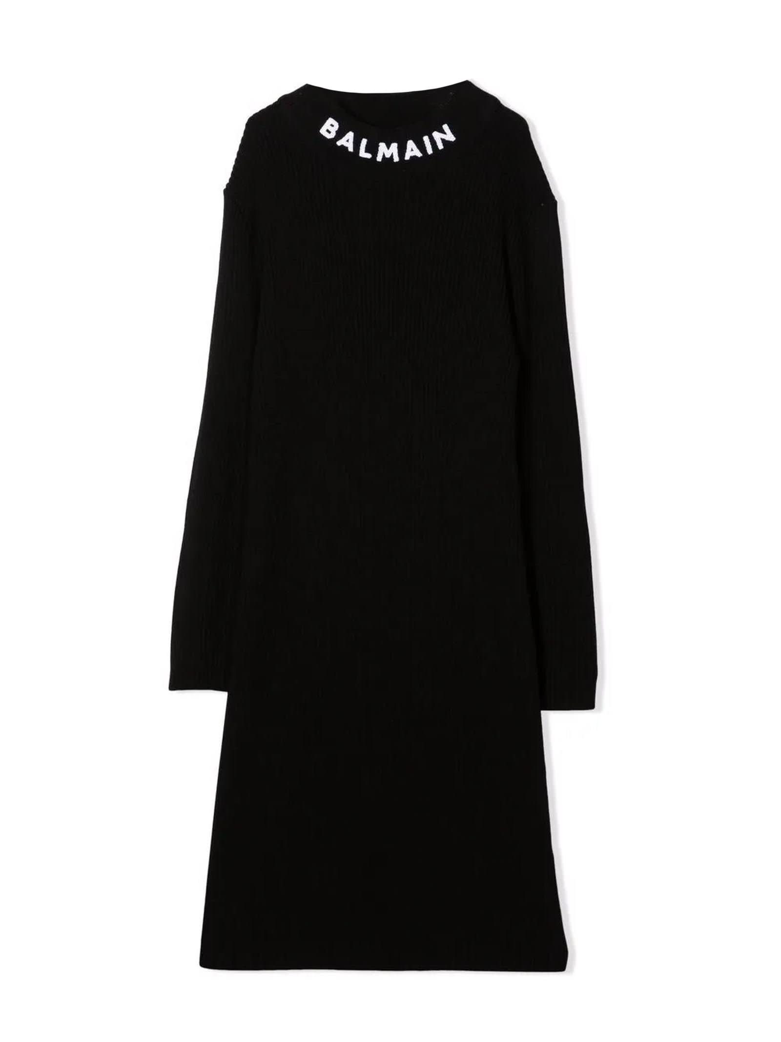 Balmain Black Virgin Wool Jumper Dress