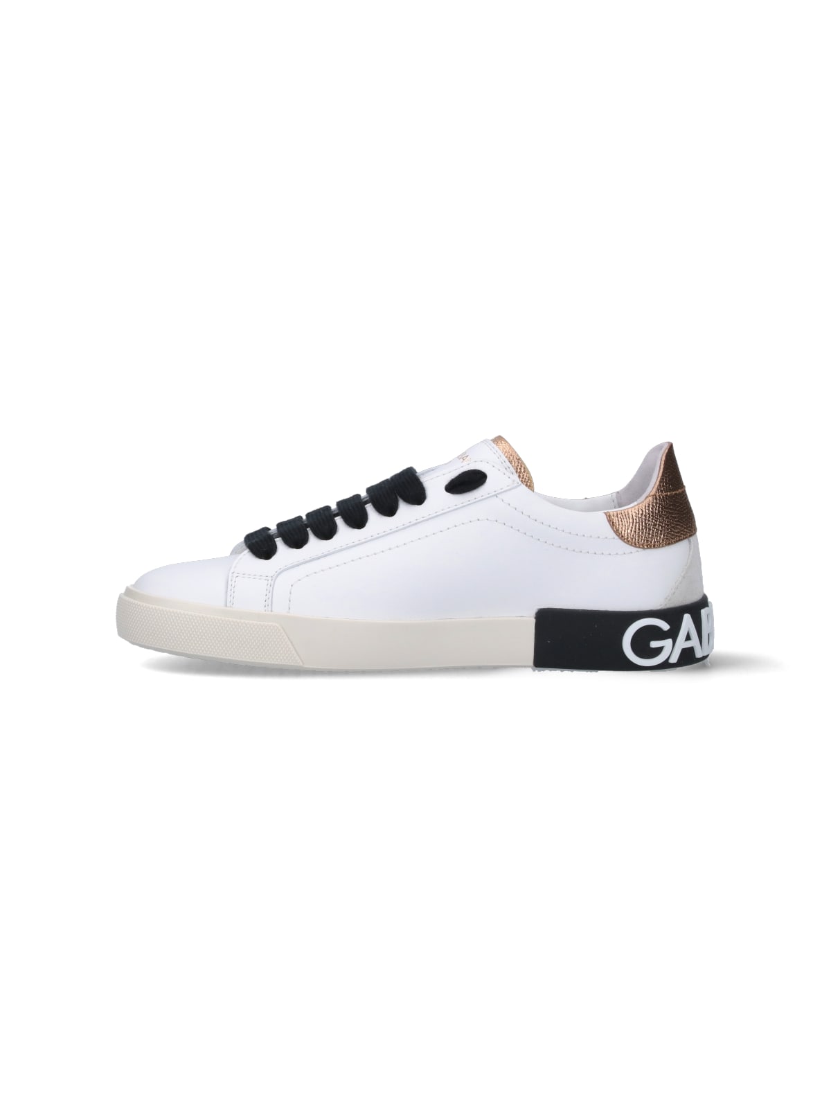 Shop Dolce & Gabbana Portofino Sneakers In Bianco/oro