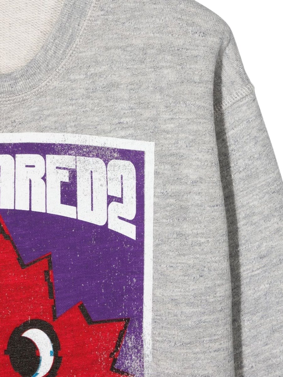 Dsquared2 Graphic-print Mélange-effect Sweatshirt In Grey
