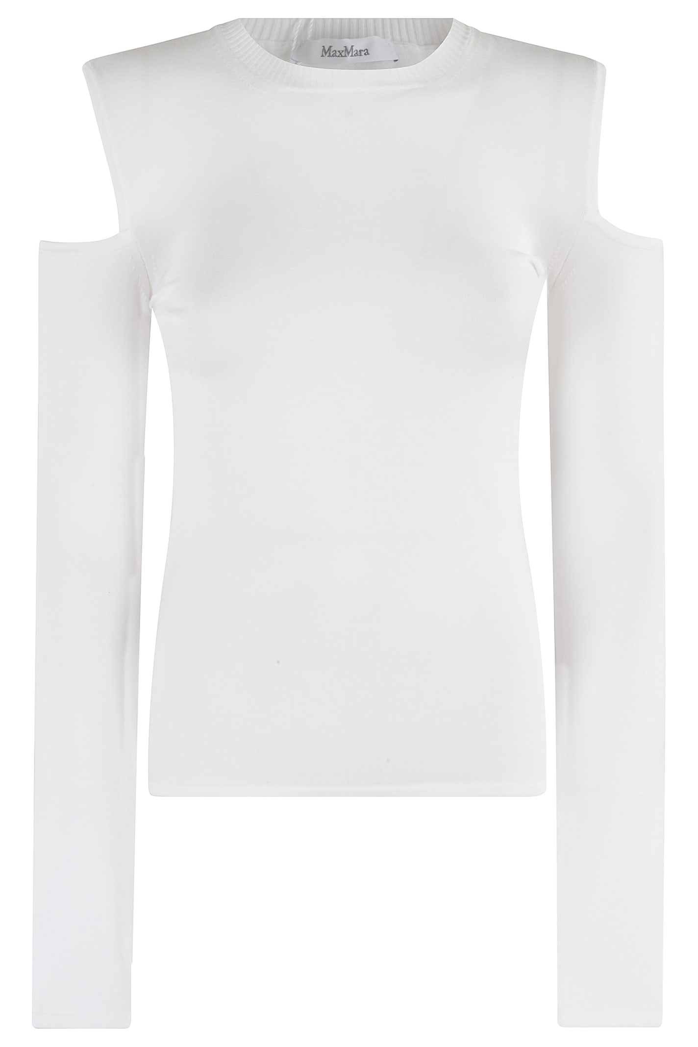 Max Mara Vik Cold Shoulder Sweater In Bianco Ottico