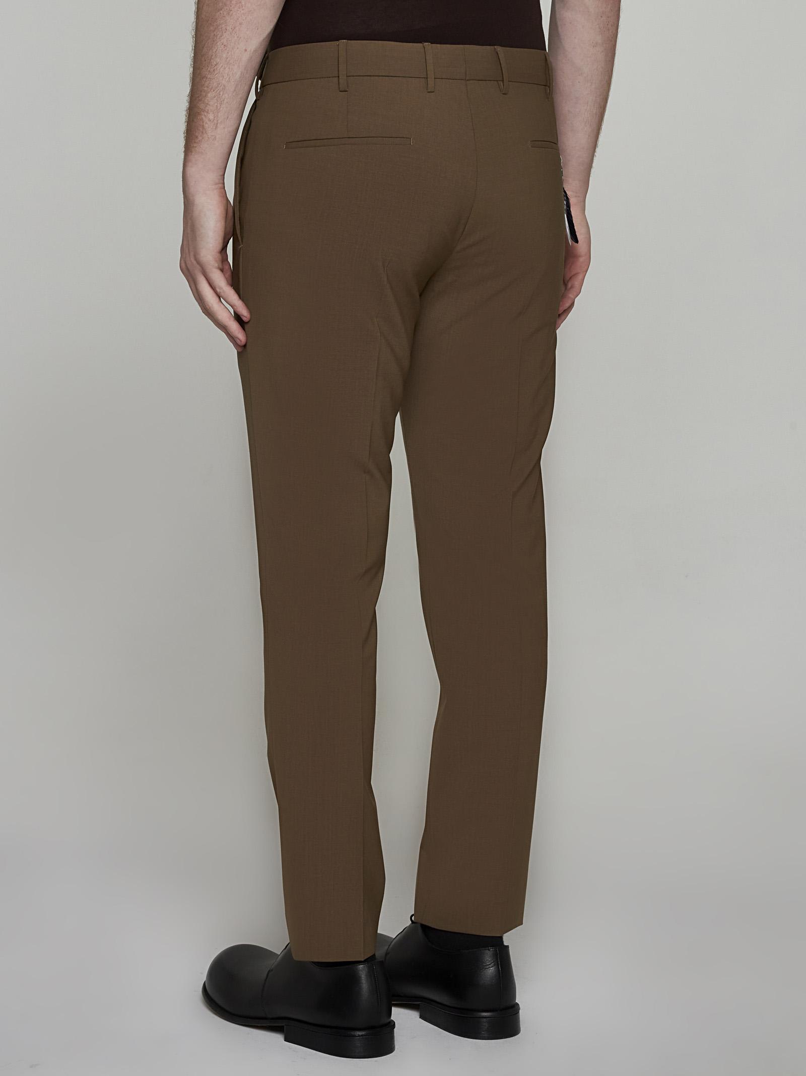 Shop Pt01 Dieci Stretch Wool-blend Trousers In Brown