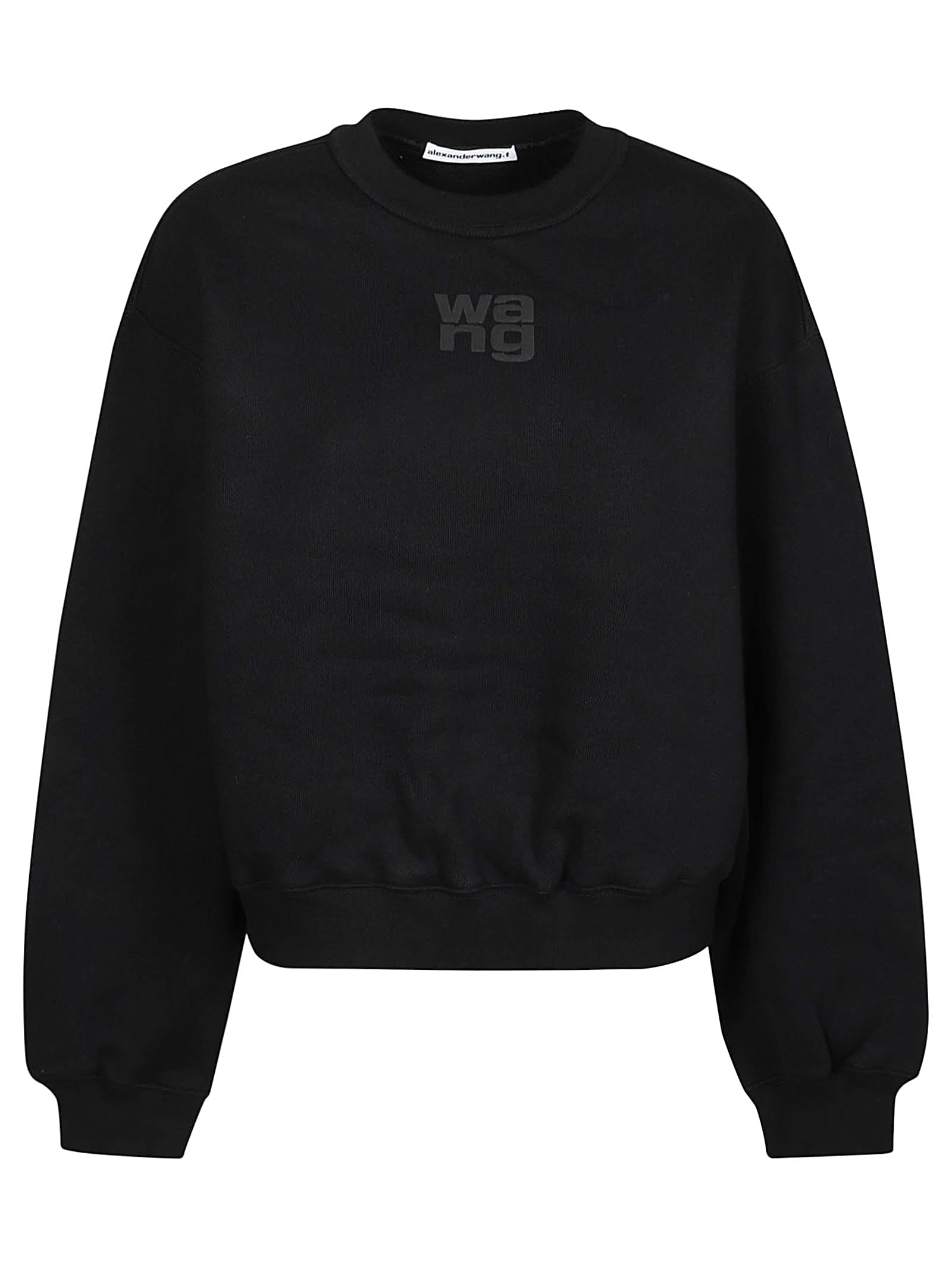 Shop Alexander Wang T Puff Paint Logo Essentail Terry Sweatshirt In Black