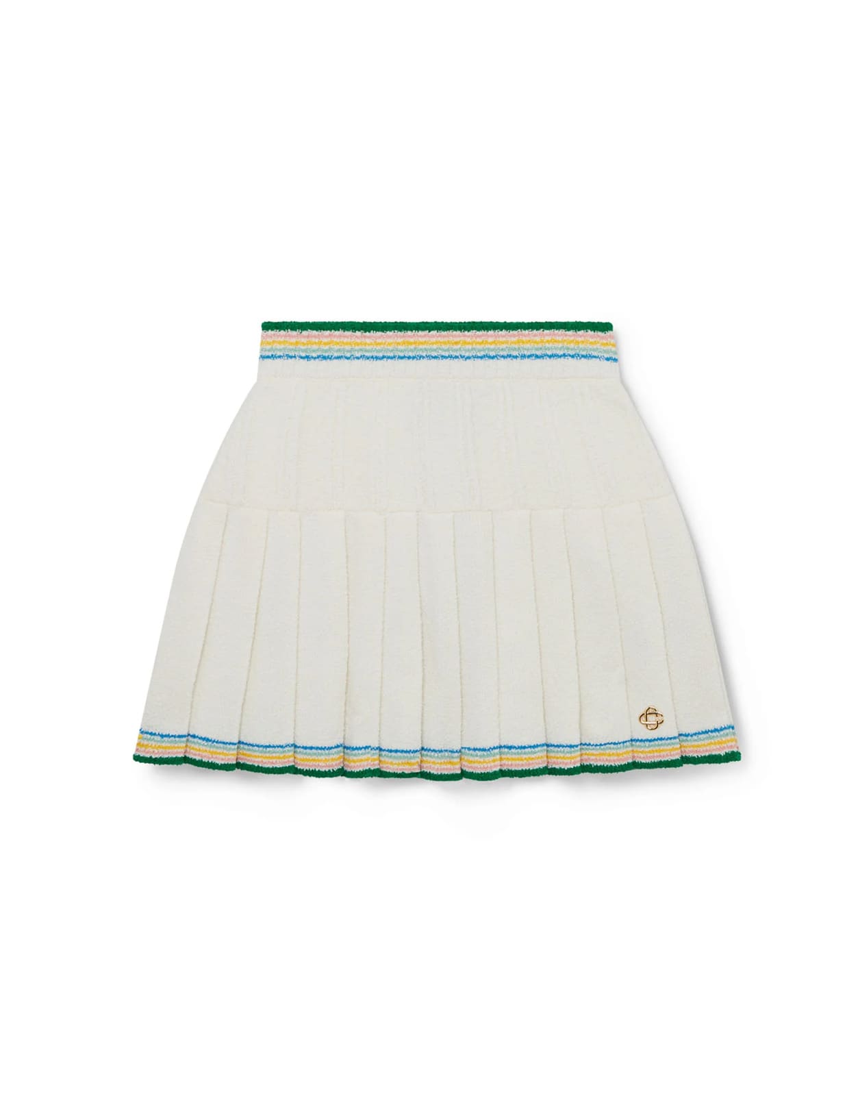 Shop Casablanca White Bouclé Pleated Mini Skirt