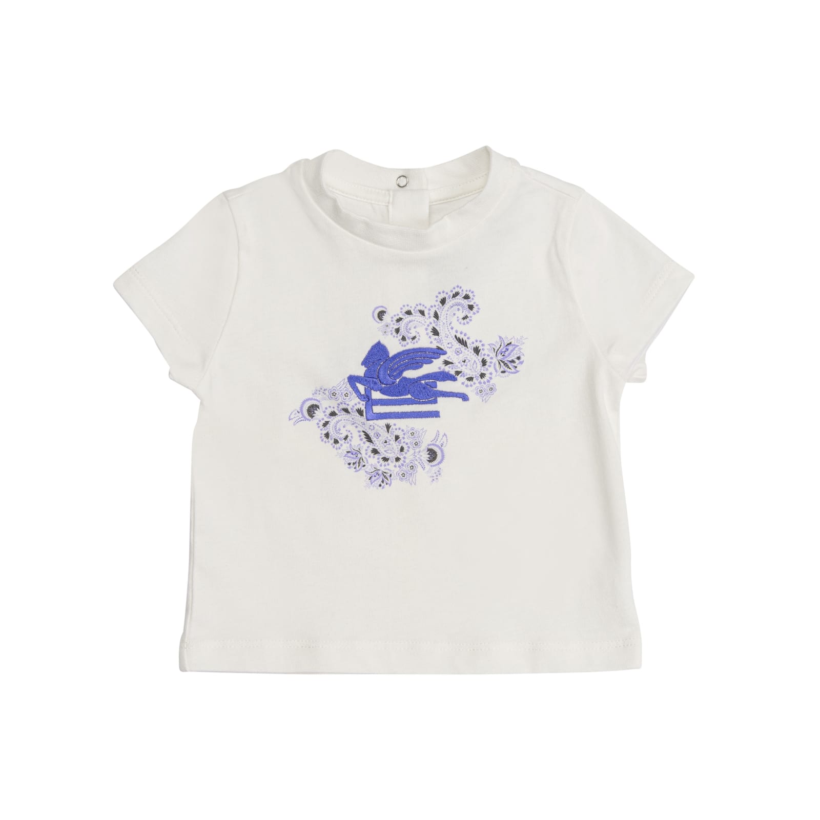 Etro Babies' T-shirt With Pegasus Motif In Cream