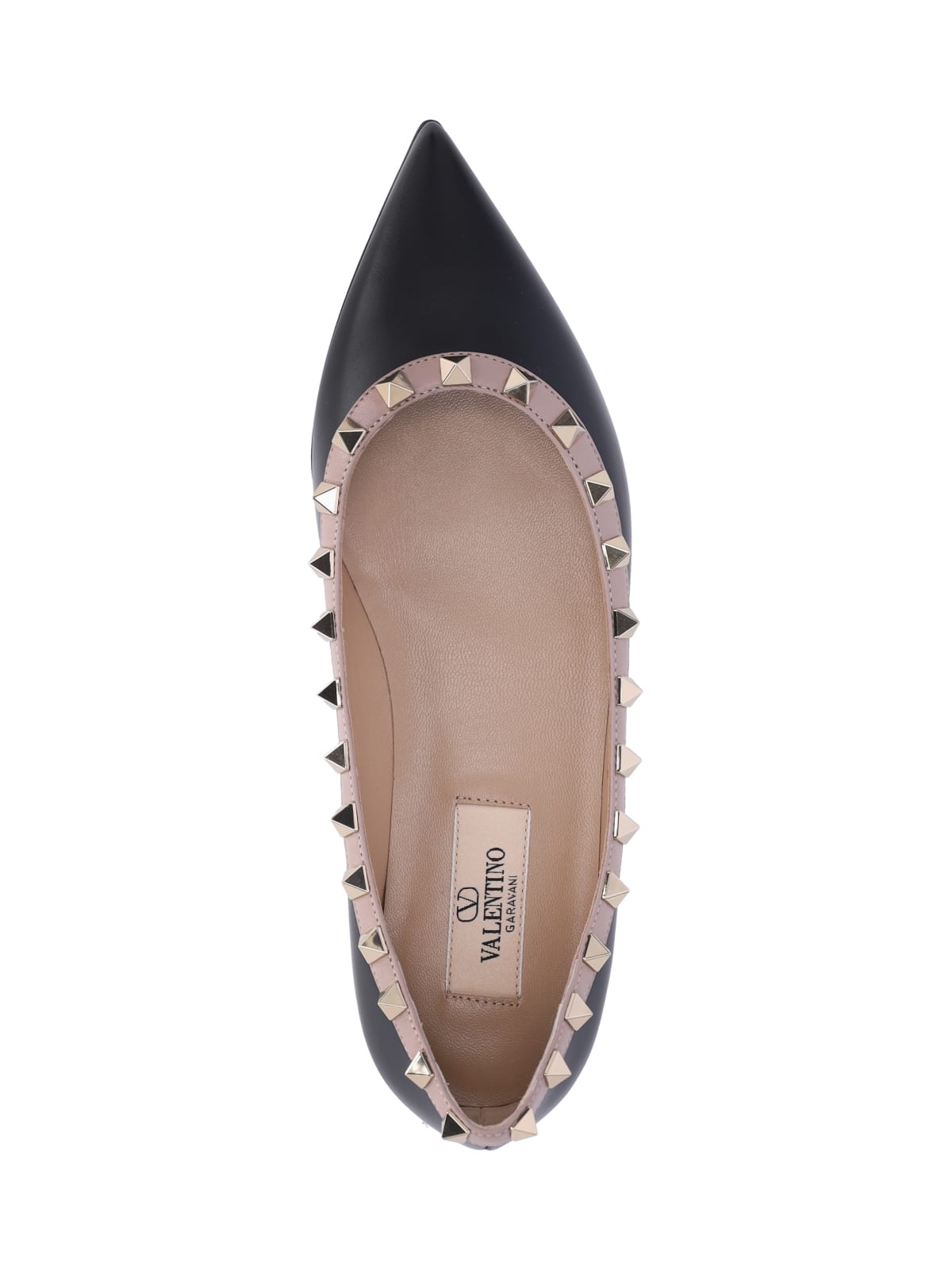 Valentino Rockstud Patent Leather Ballet Flats In Black