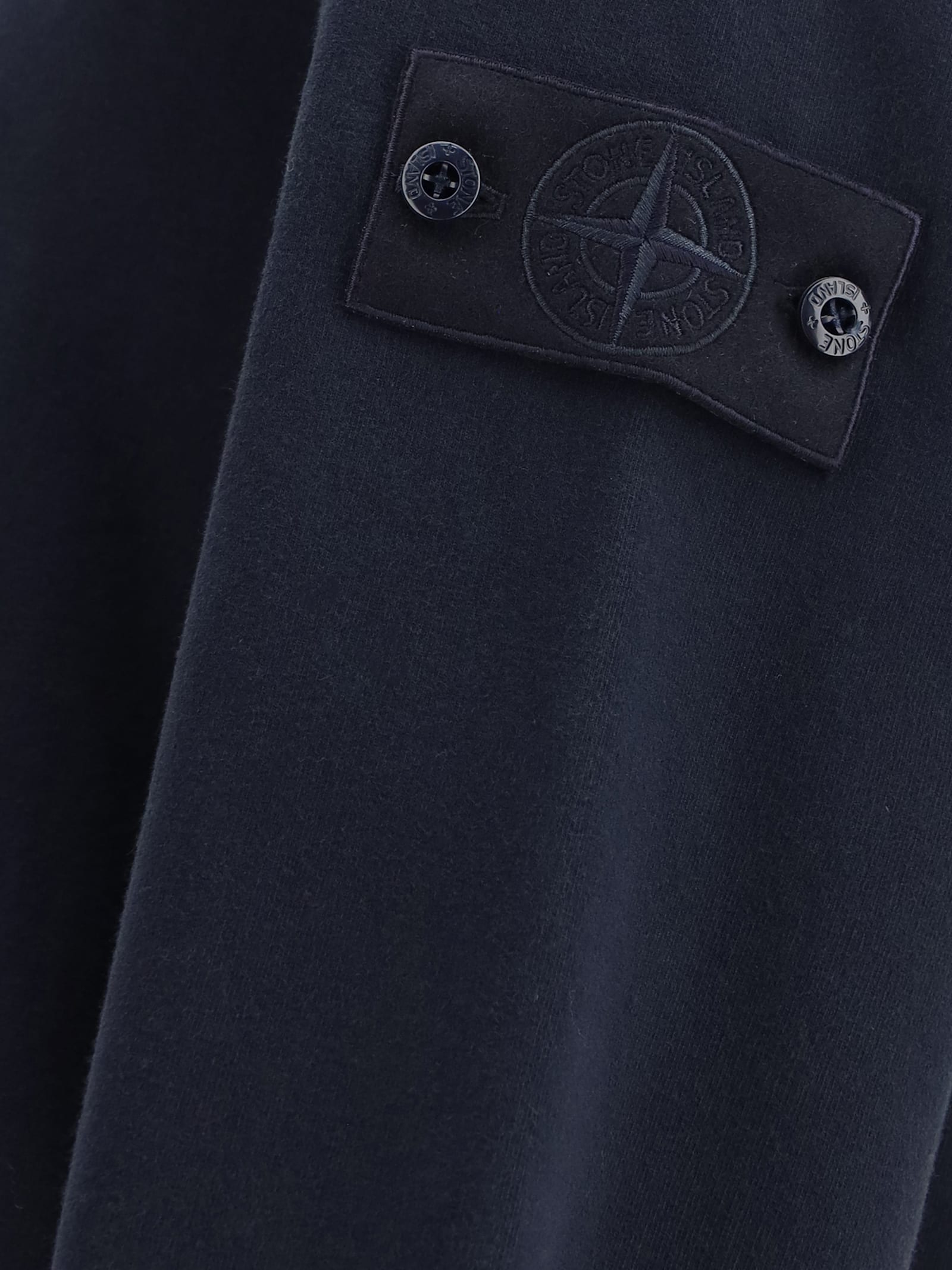 Stone Island Crew Neck Sweatshirt In Organic Brushed Cotton In Blue