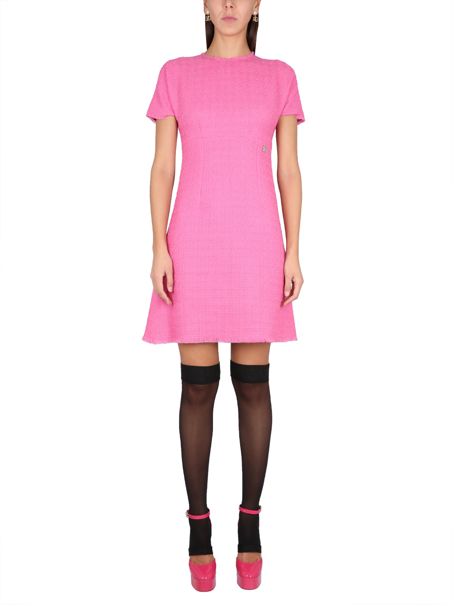 Shop Dolce & Gabbana Midi Dress In Pink