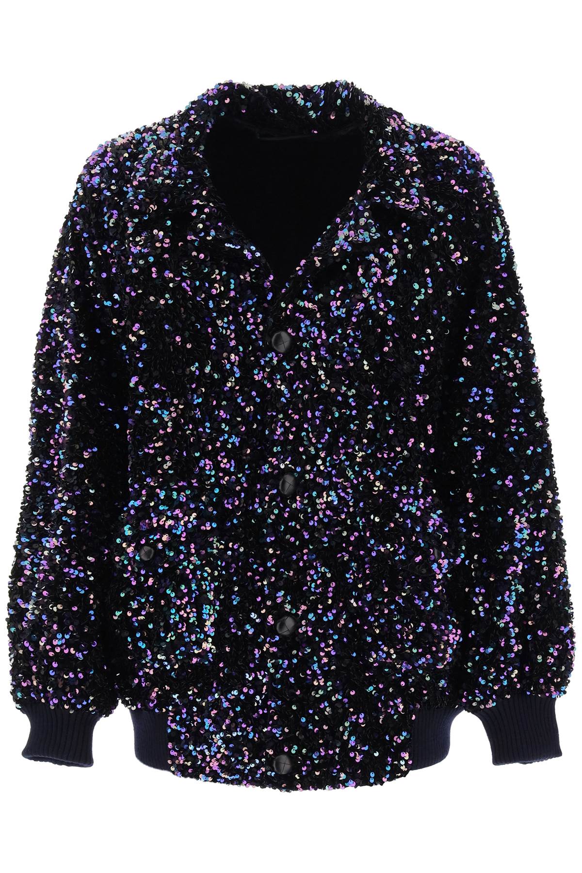 Shop Blazé Milano Aileen Chabo Sequined Bomber Jacket In Black (blue)