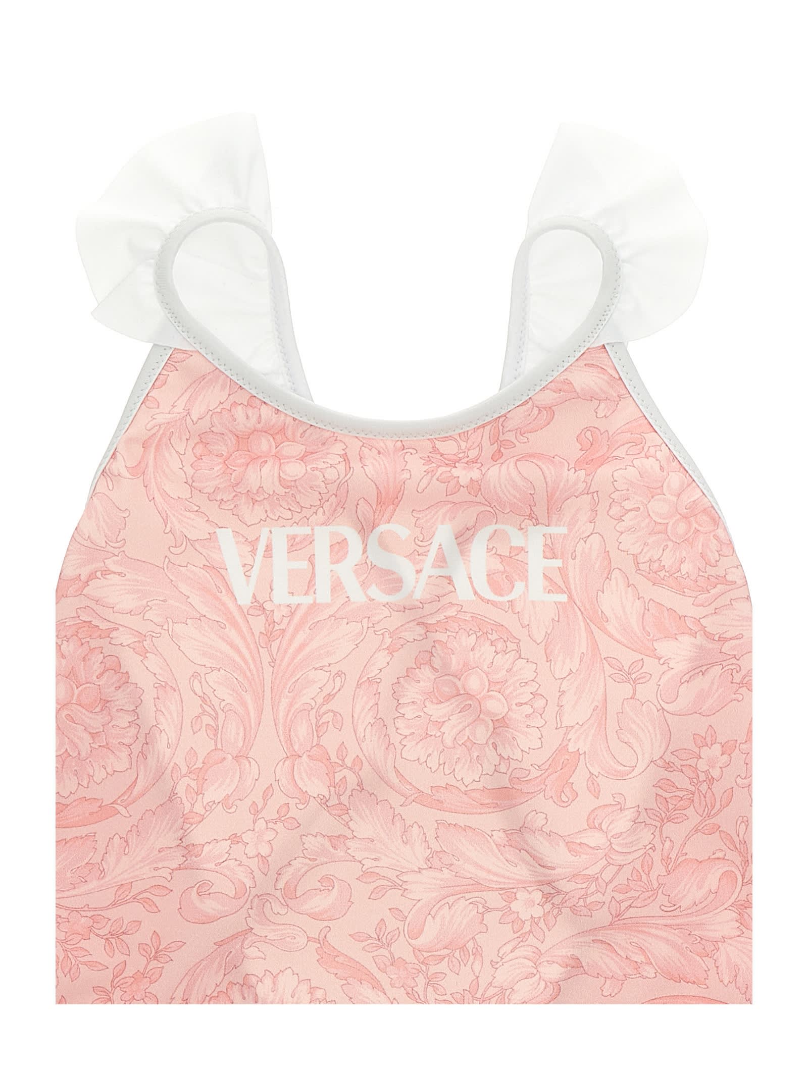 Shop Versace Barocco One-piece Swimsuit In Pink