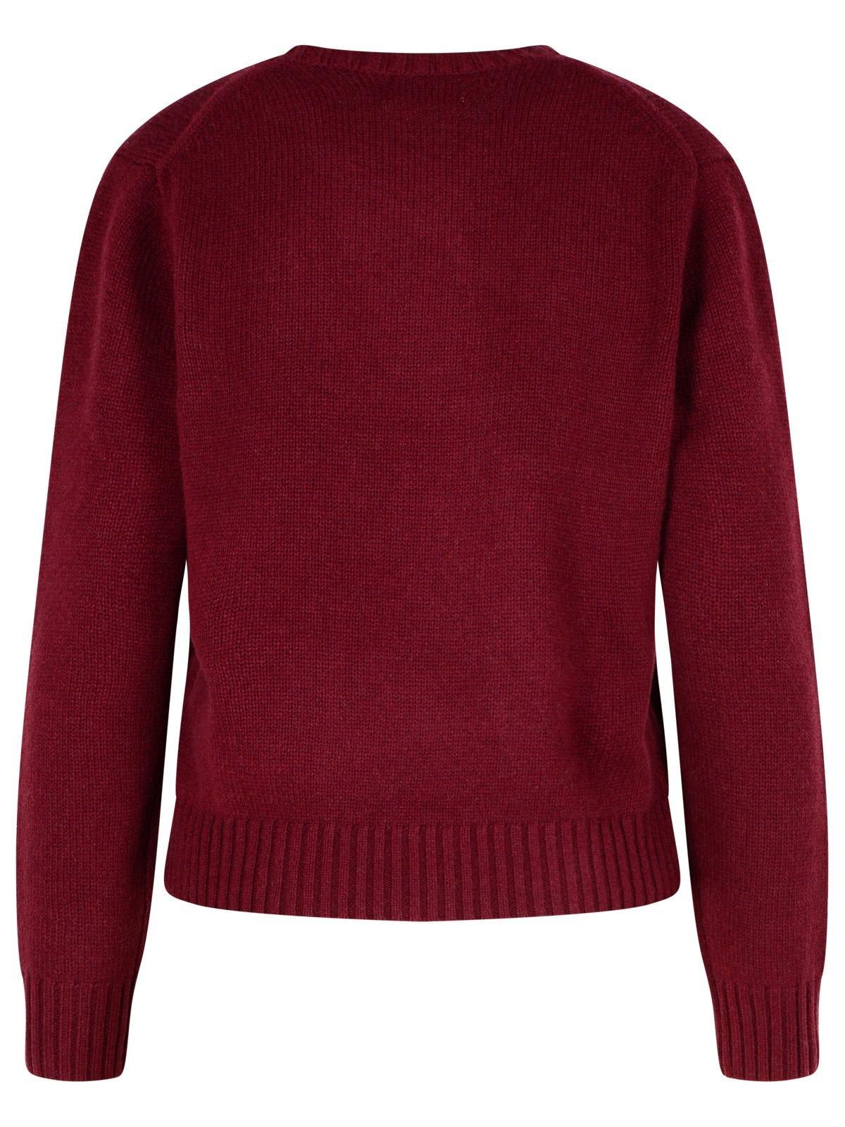 Shop Polo Ralph Lauren Ribbed Crewneck Jumper In Bordeaux